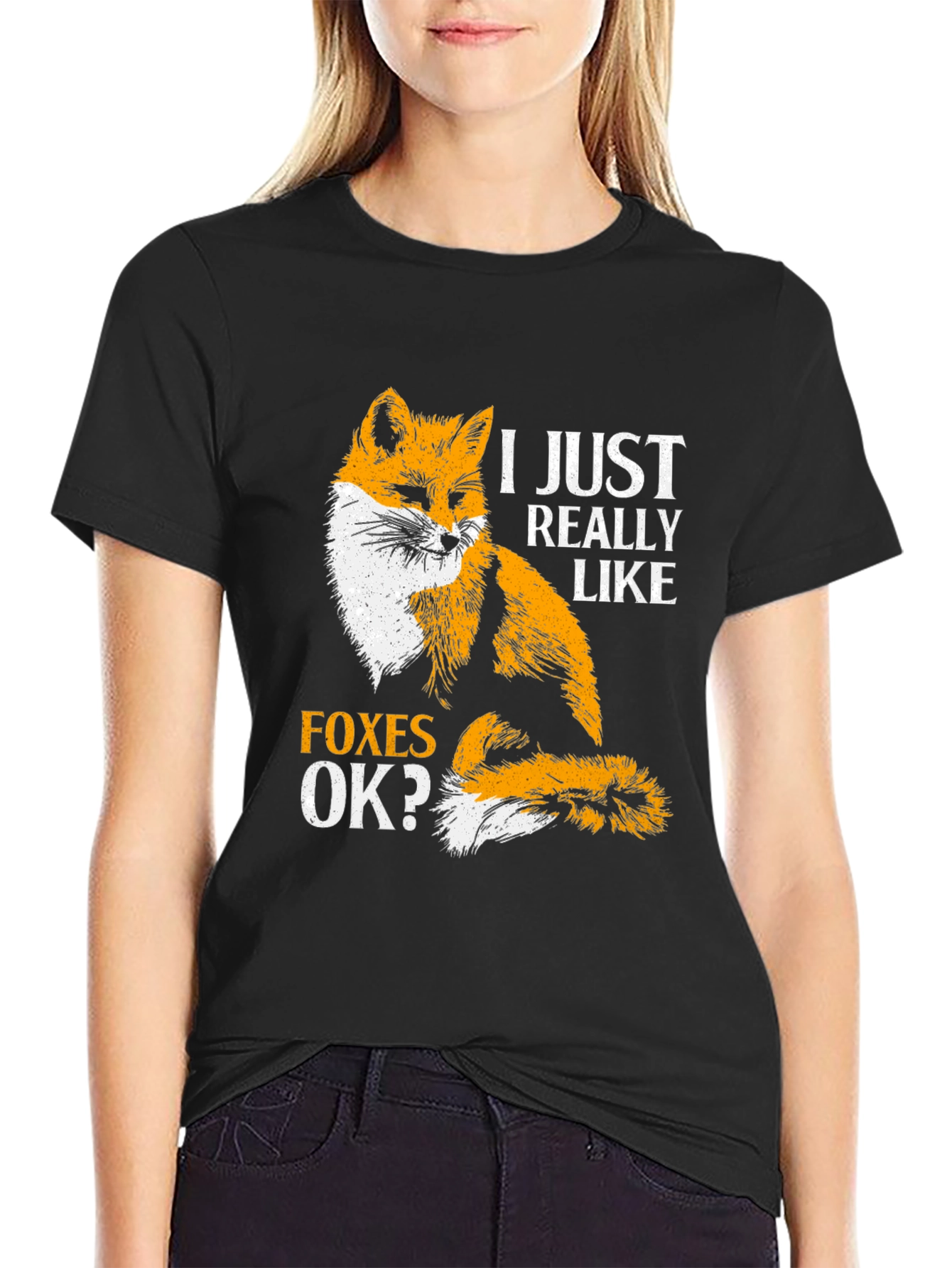 Black Fox Lover T-Shirt - I Just Really Like Foxes OK? view 2