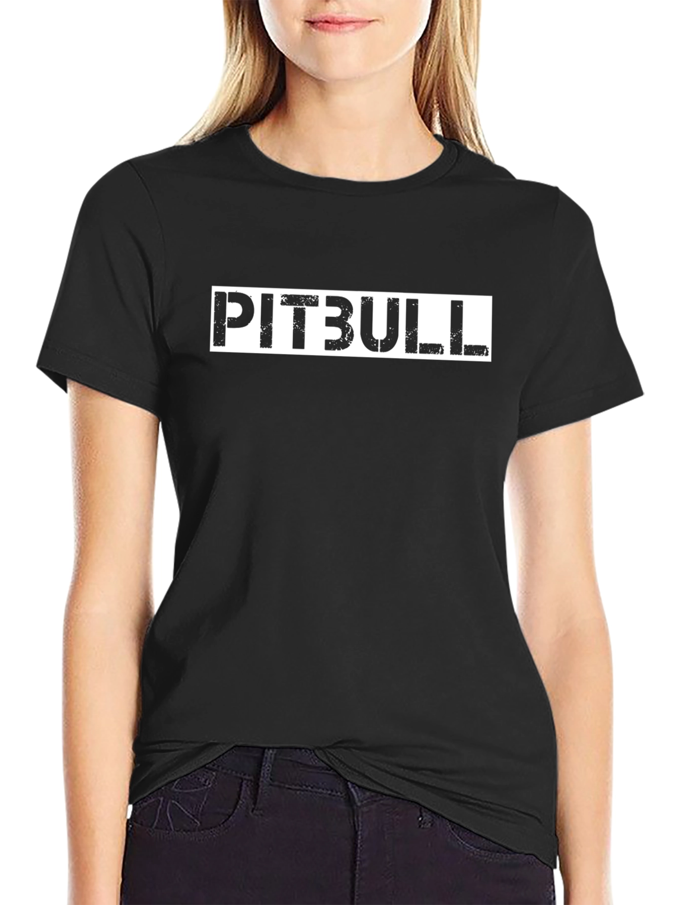 Black Pitbull Graphic Tee - Black Cotton T-Shirt view 2