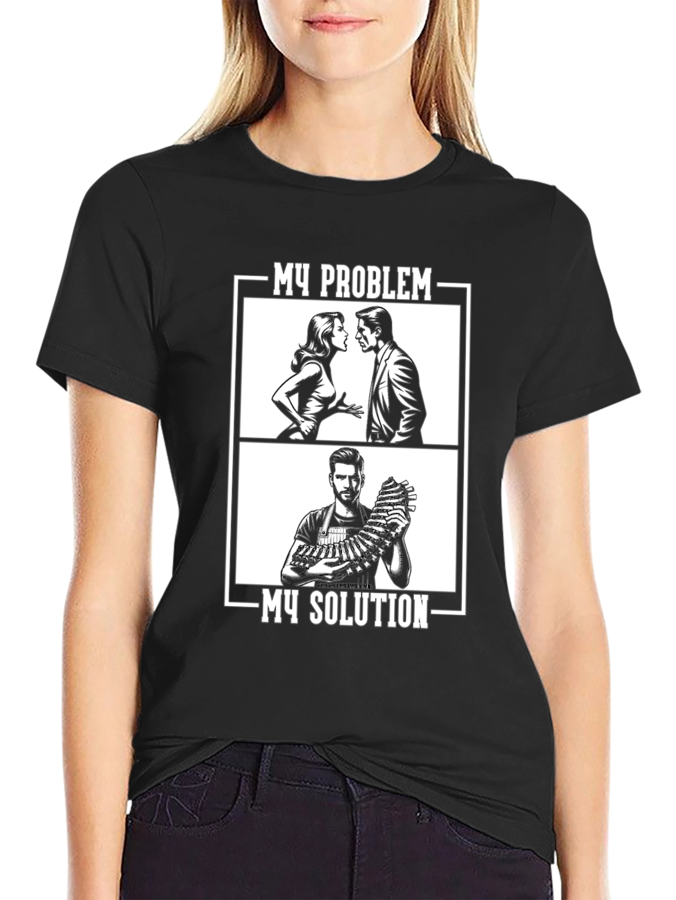 Black My Problem My Solution Graphic Tee view 2