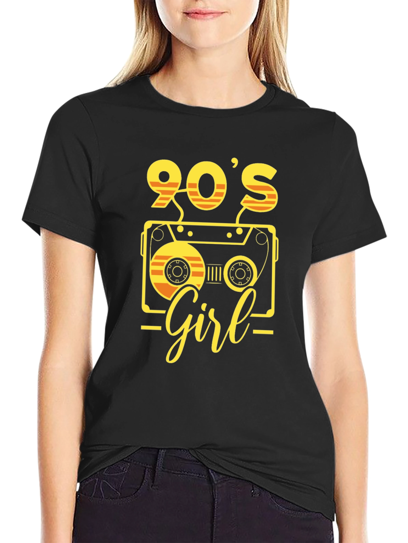 Black 90's Girl Retro Cassette T-Shirt view 2