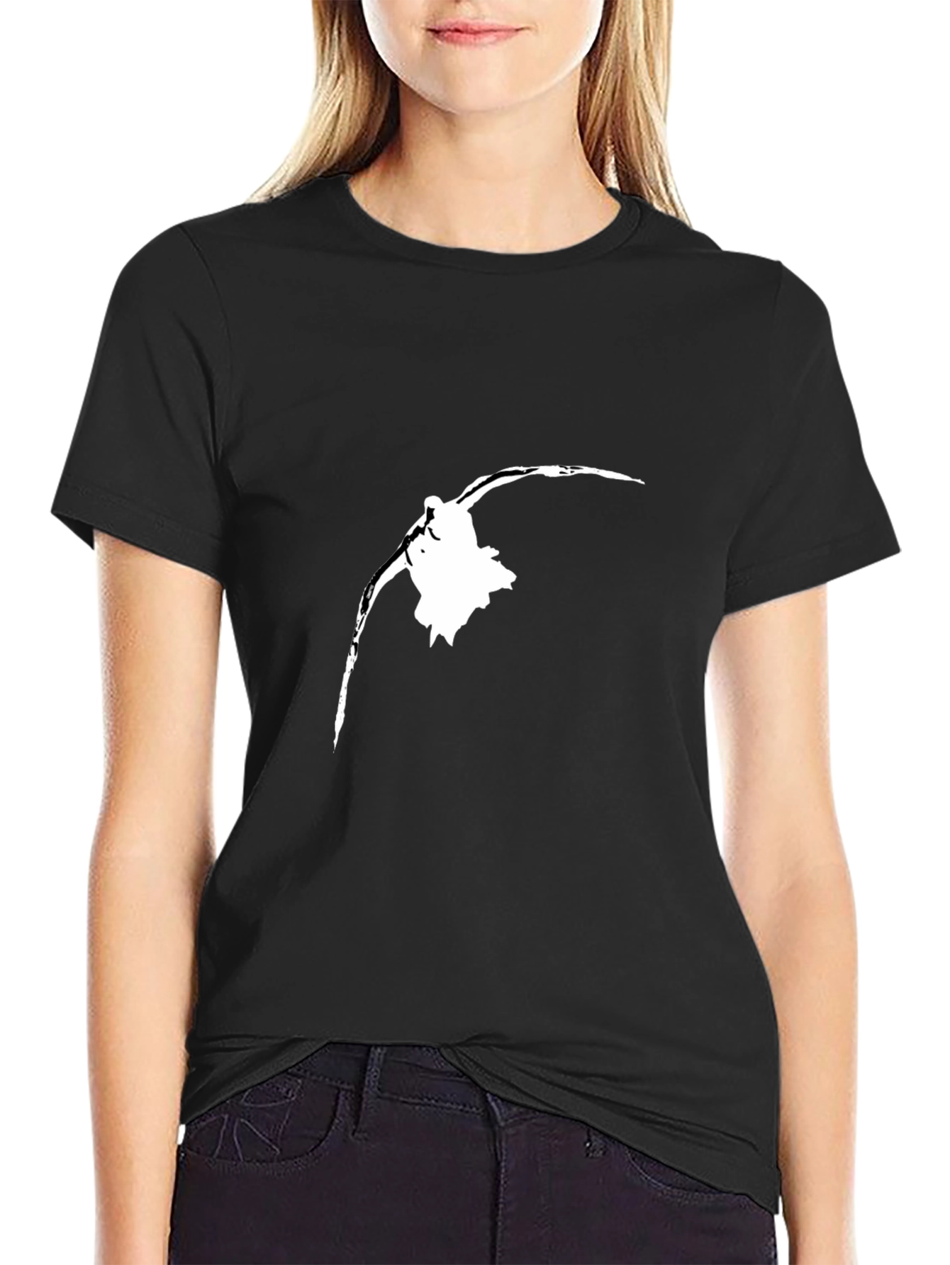 Black Black T-Shirt with White Bird Silhouette view 2