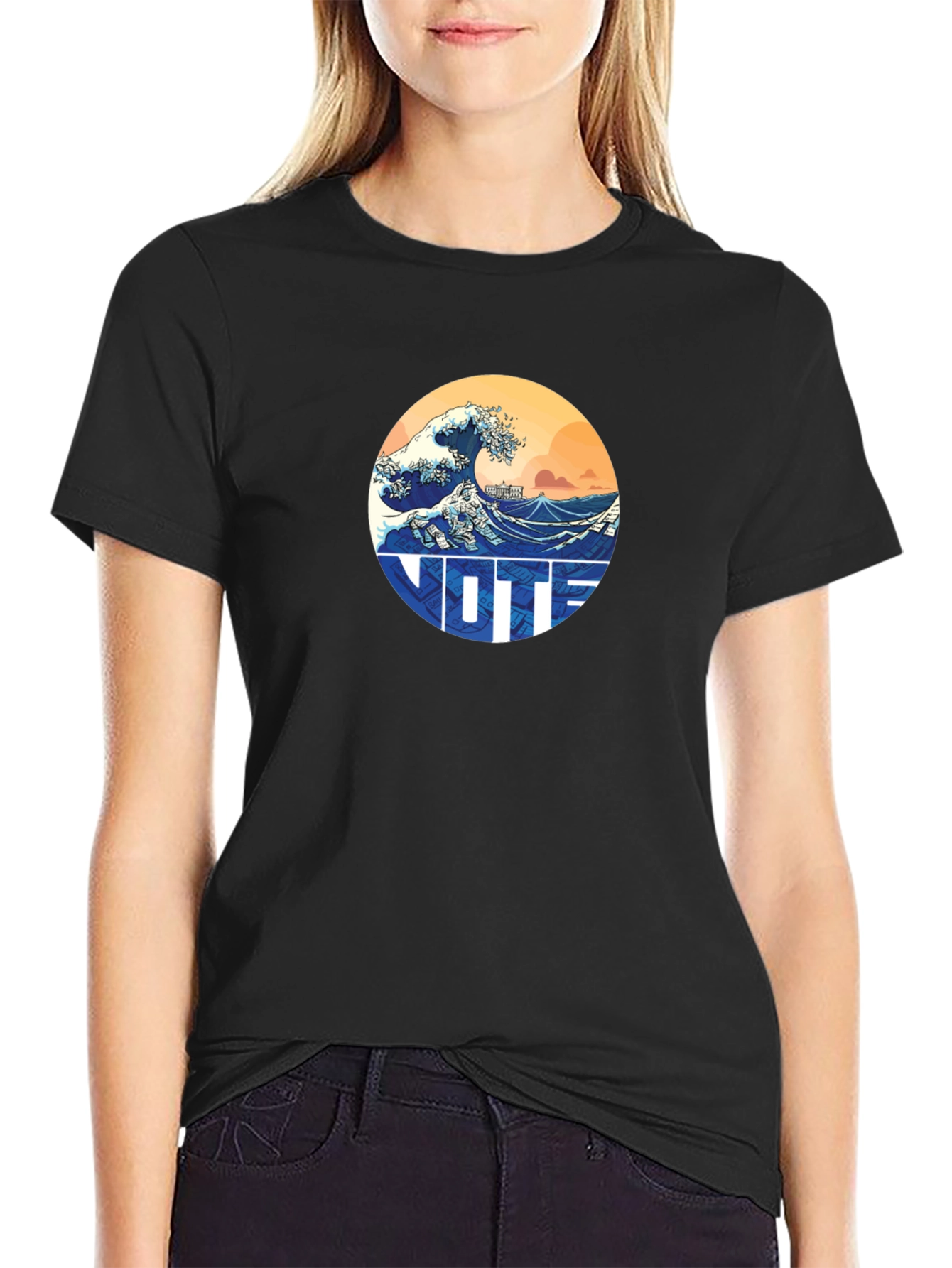 Black Great Wave VOTE Graphic Tee - Stylish & Comfortable view 2