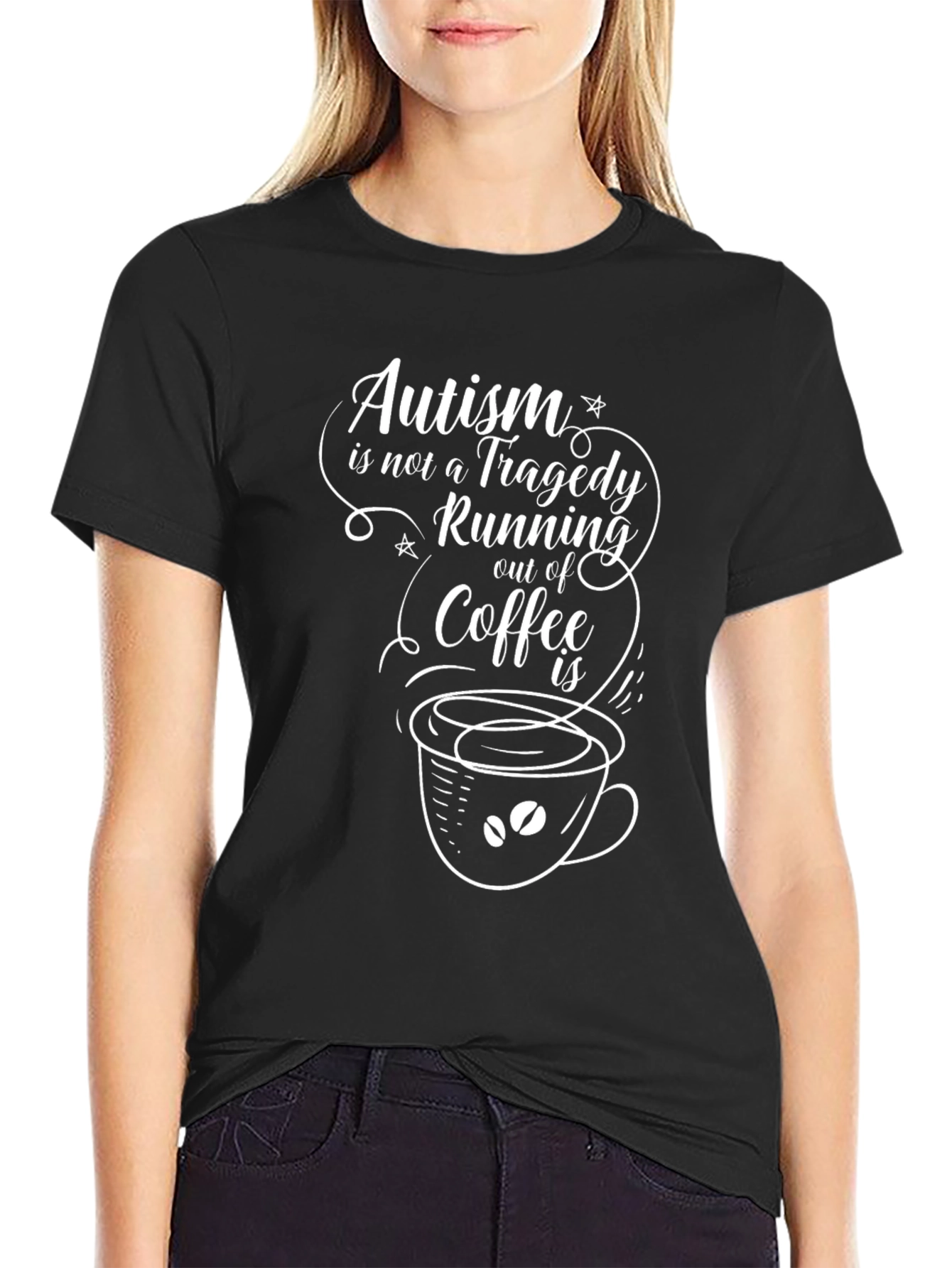 Black Autism Coffee T-Shirt - Awareness & Support view 2