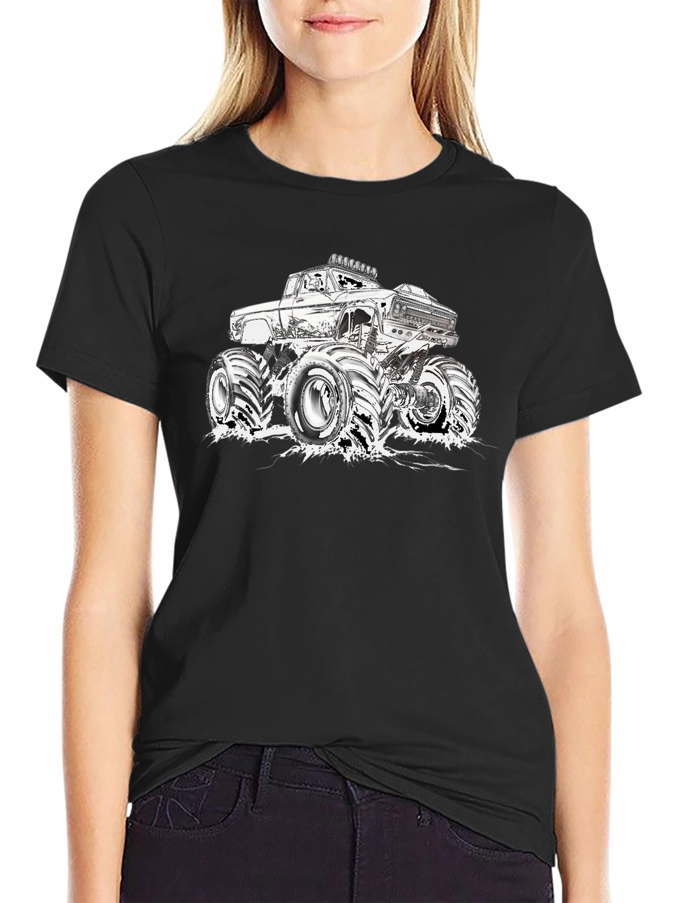 Black Monster Truck Graphic Tee - Black view 2