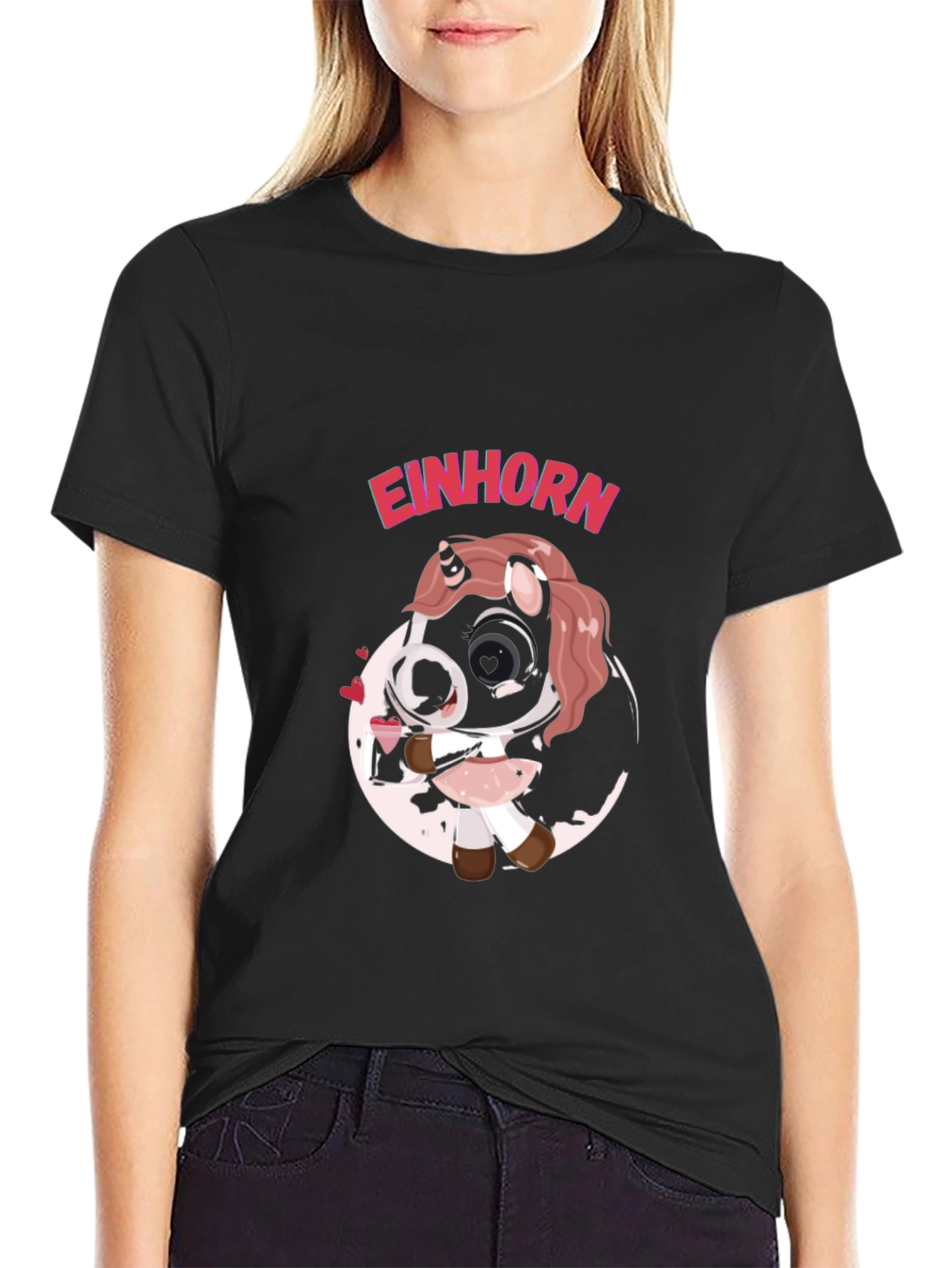 Einhorn Kawaii Unicorn T-Shirt - Black - 2