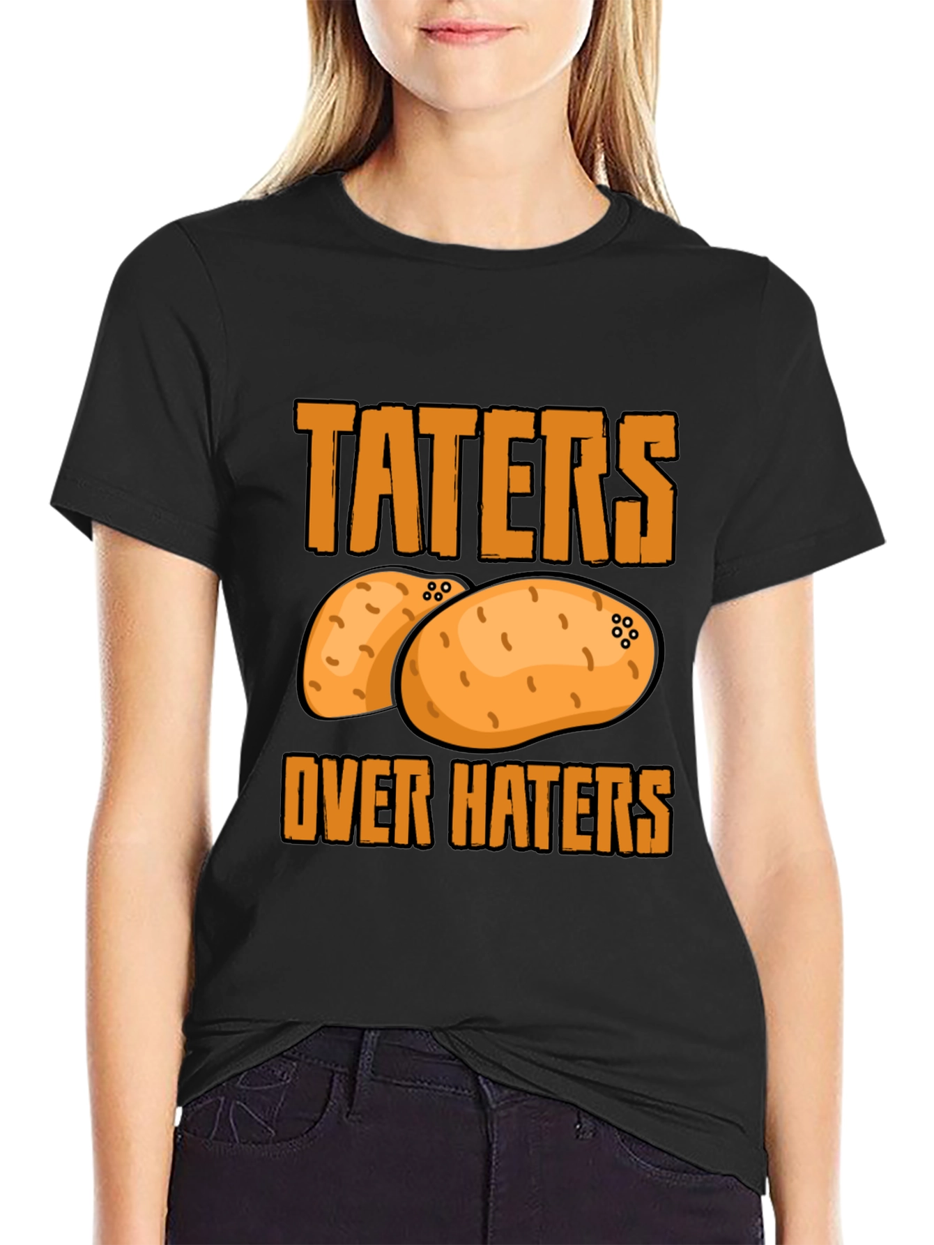 Black Taters Over Haters Graphic Tee view 2