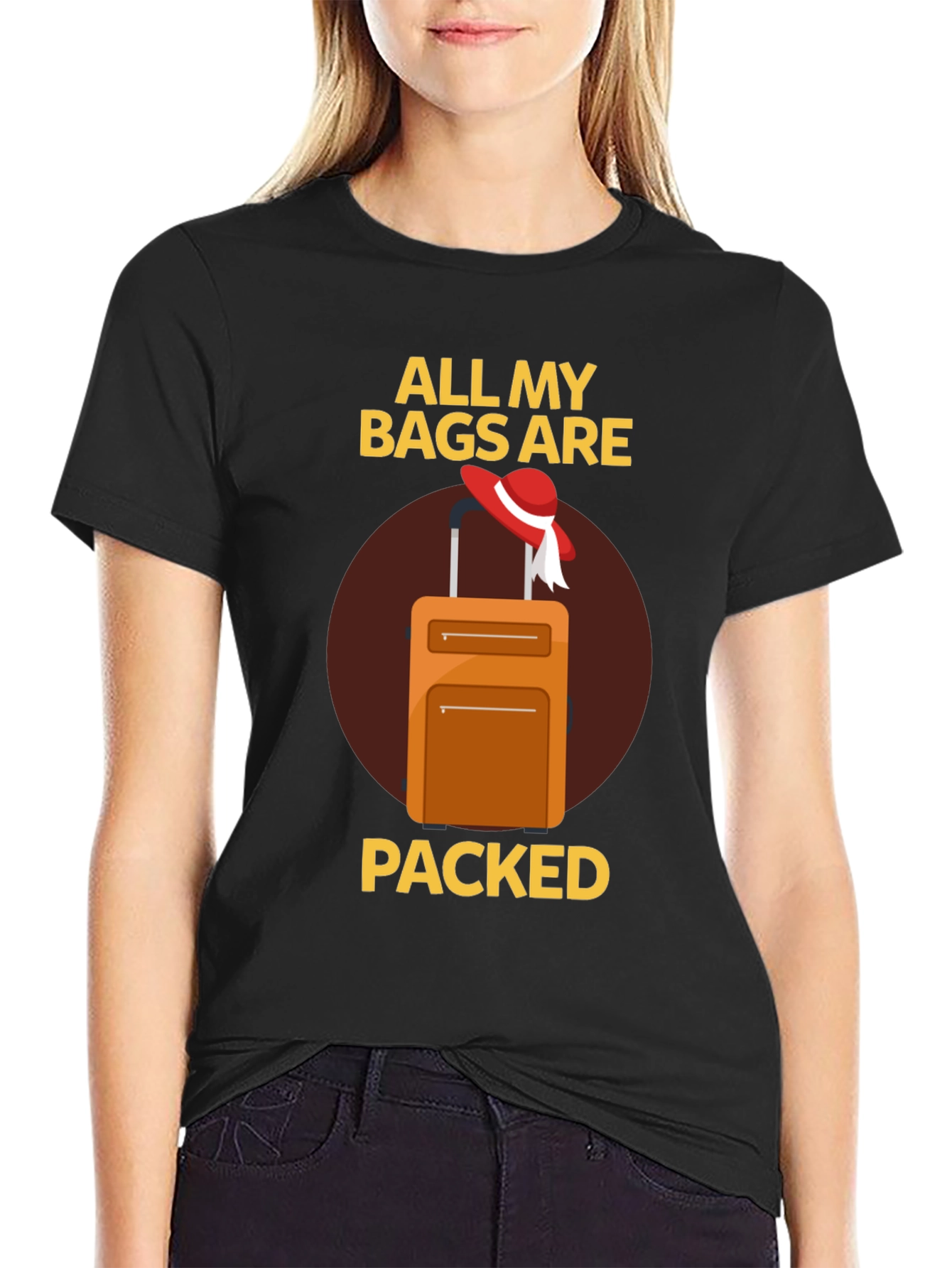 Black All My Bags Are Packed T-Shirt - Travel Ready! view 2