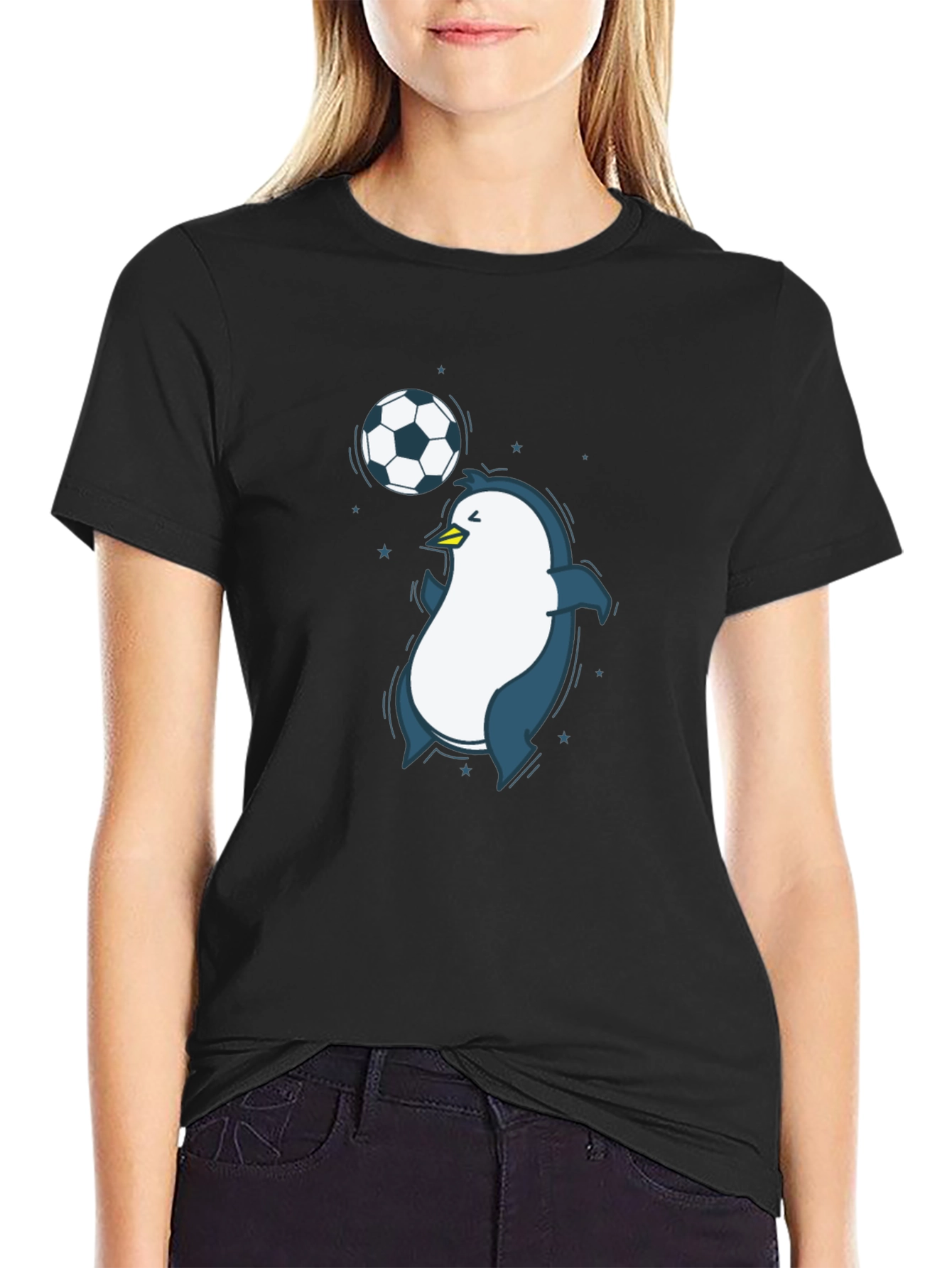 Black Penguin Soccer Graphic Tee - Black Crew Neck T-Shirt view 2