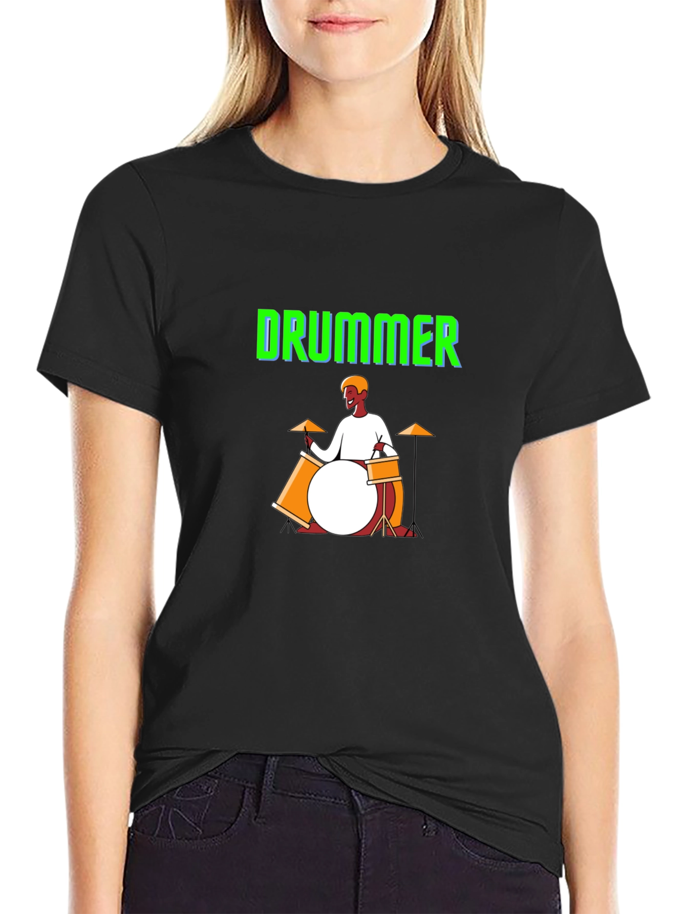 Black Drummer Graphic T-Shirt view 2