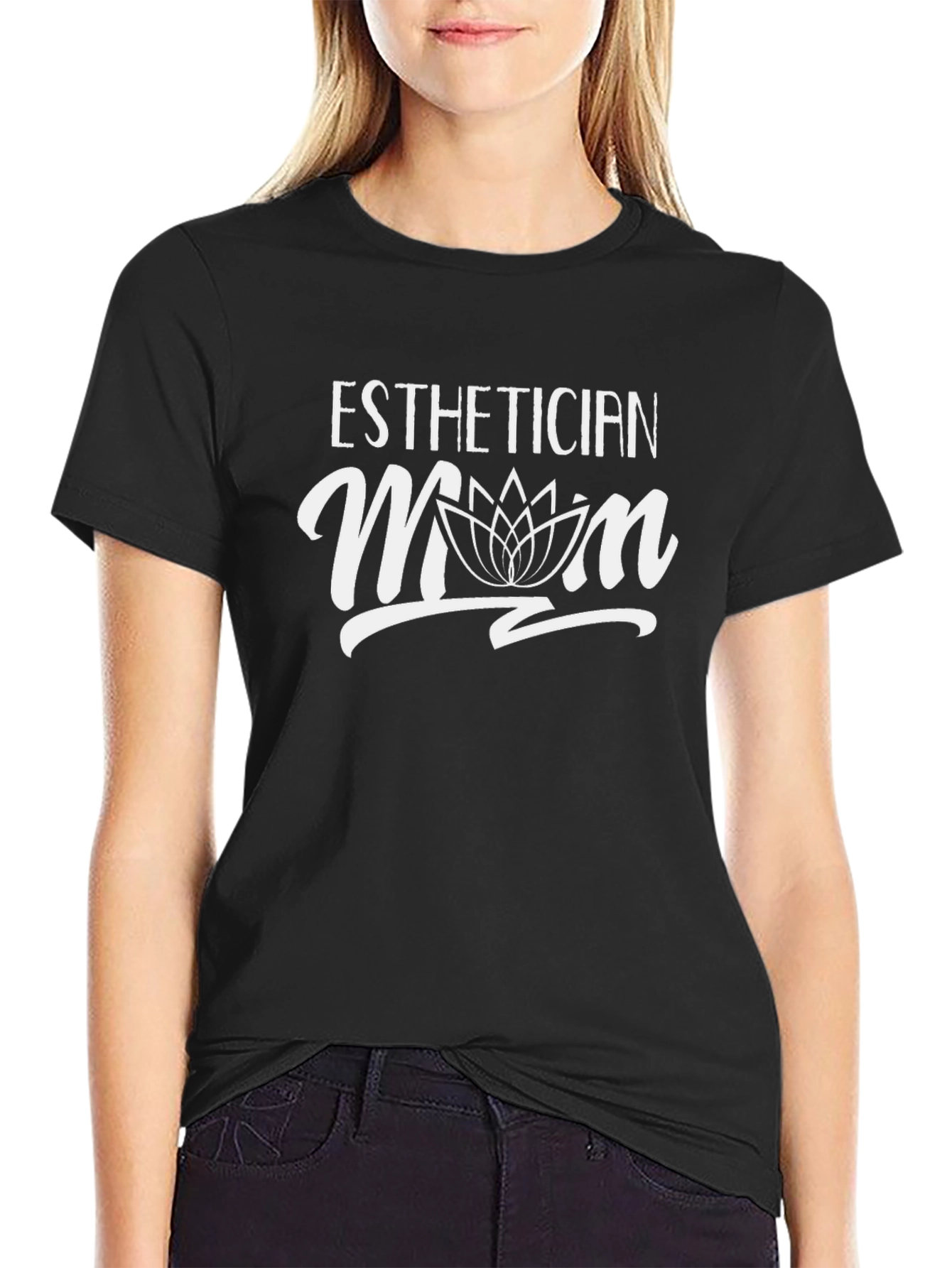 Black Esthetician Mom Black T-Shirt view 2