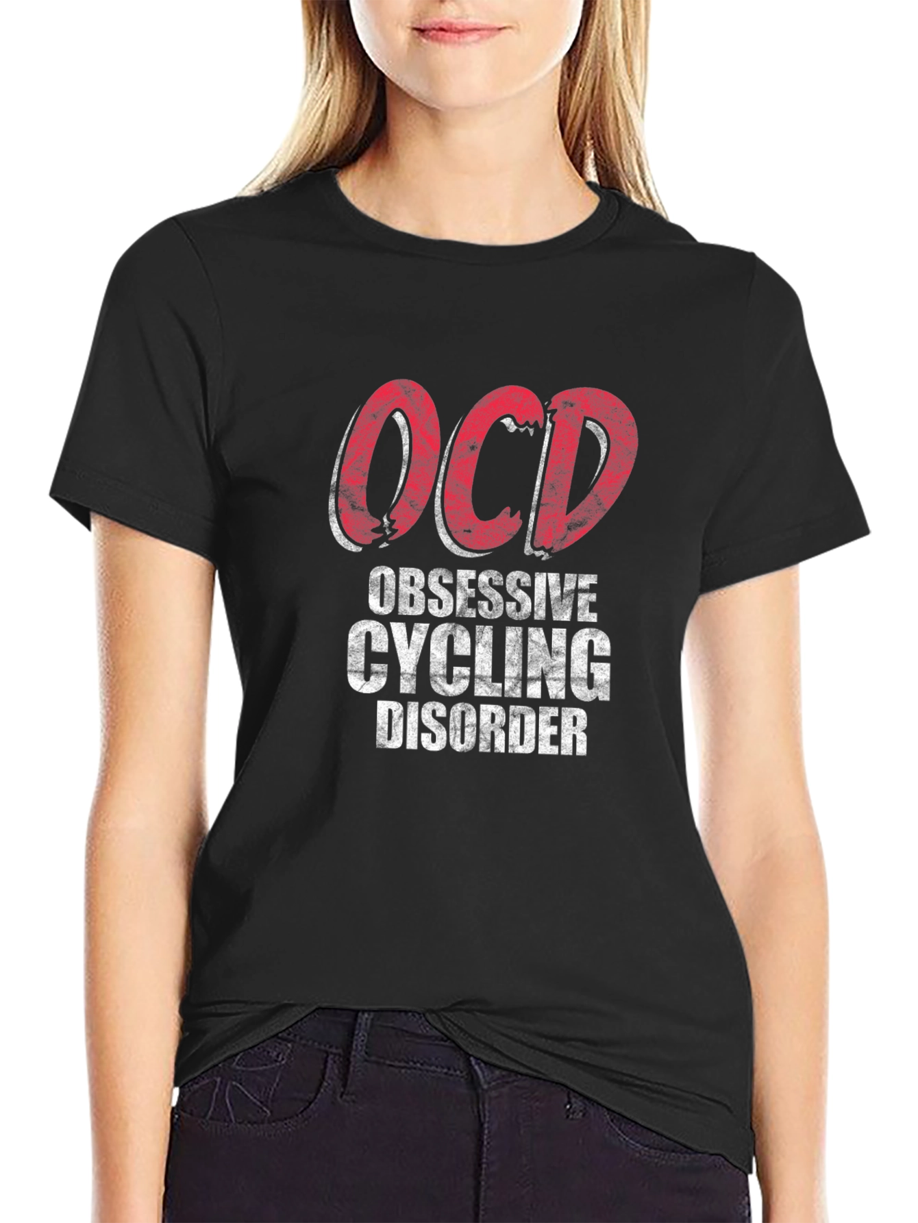 Black OCD Obsessive Cycling Disorder T-Shirt view 2