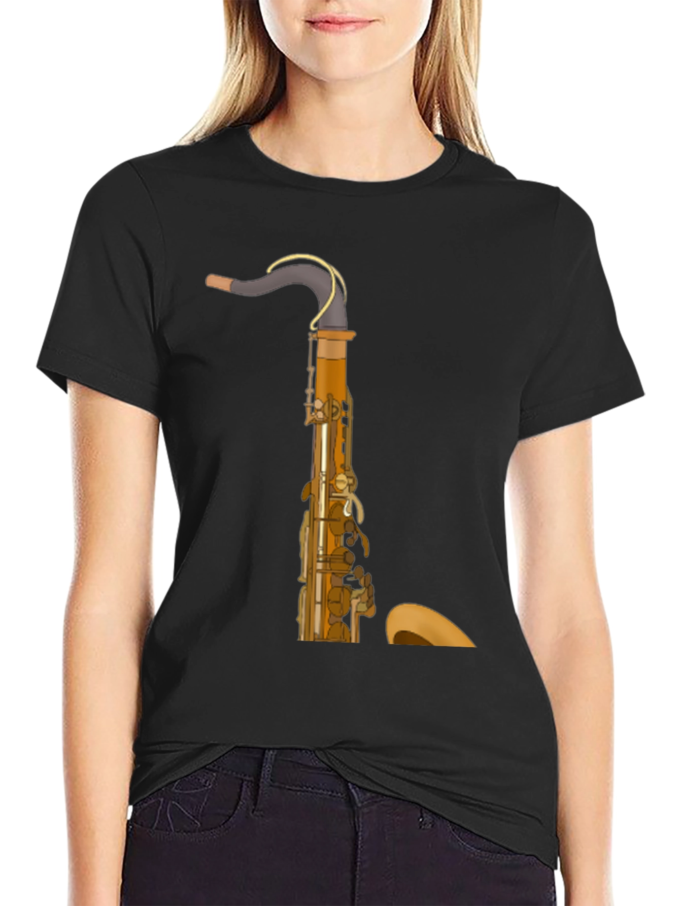 Black Saxophone Graphic T-Shirt - Musician Style view 2