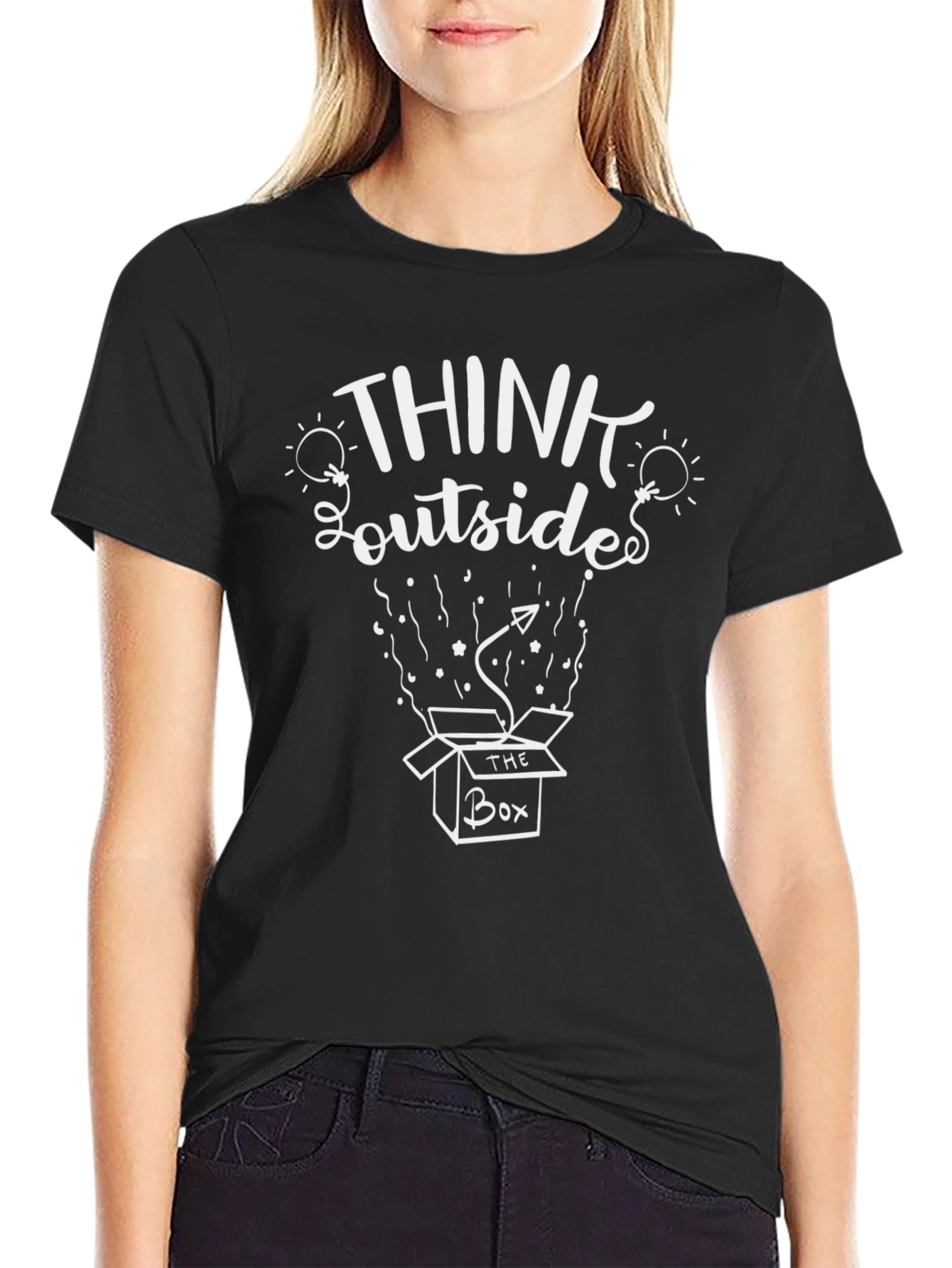 Black Think Outside The Box Graphic Tee view 2