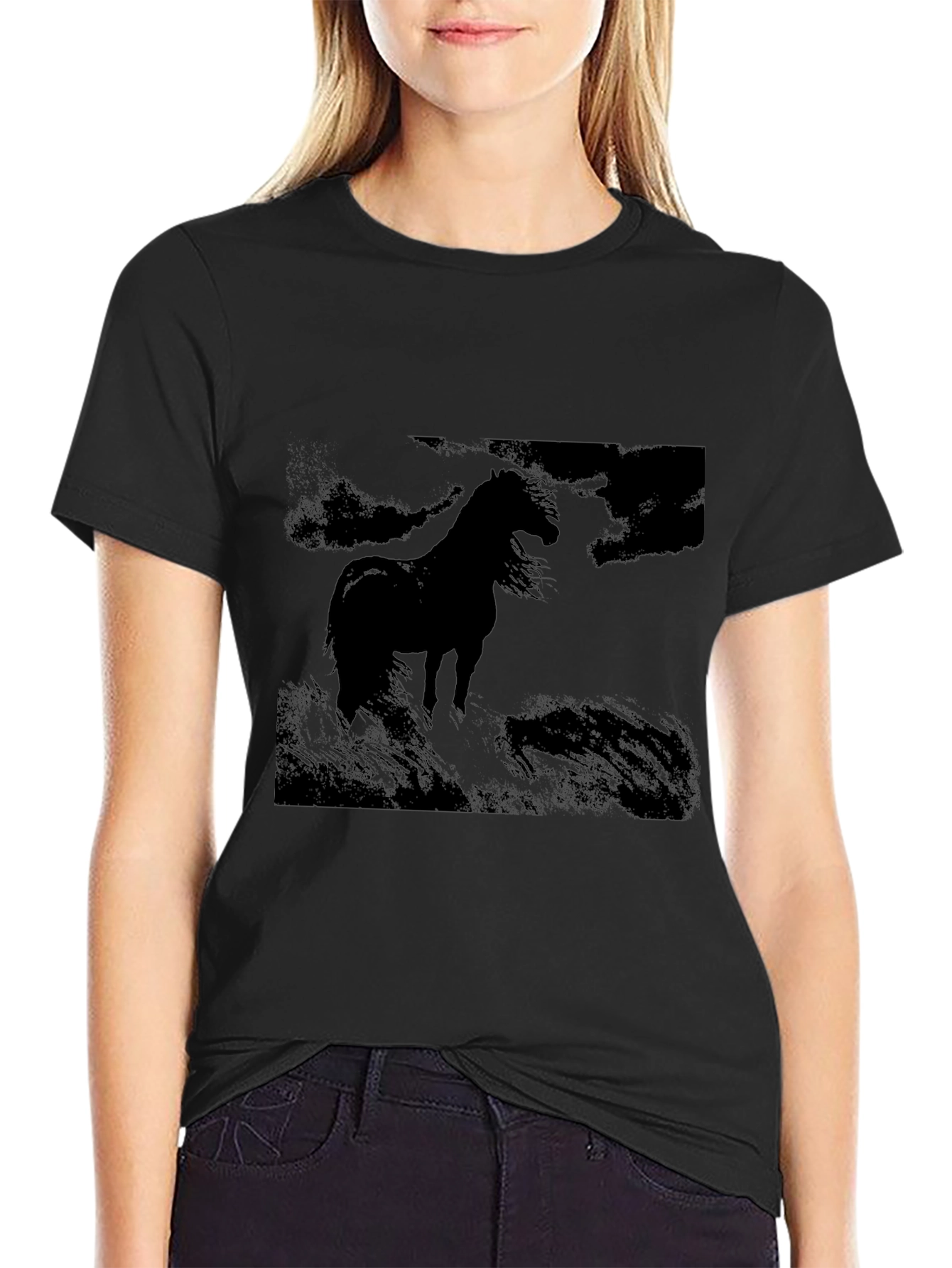 Black Black Horse Graphic Tee - Men's Stylish Casual Top view 2