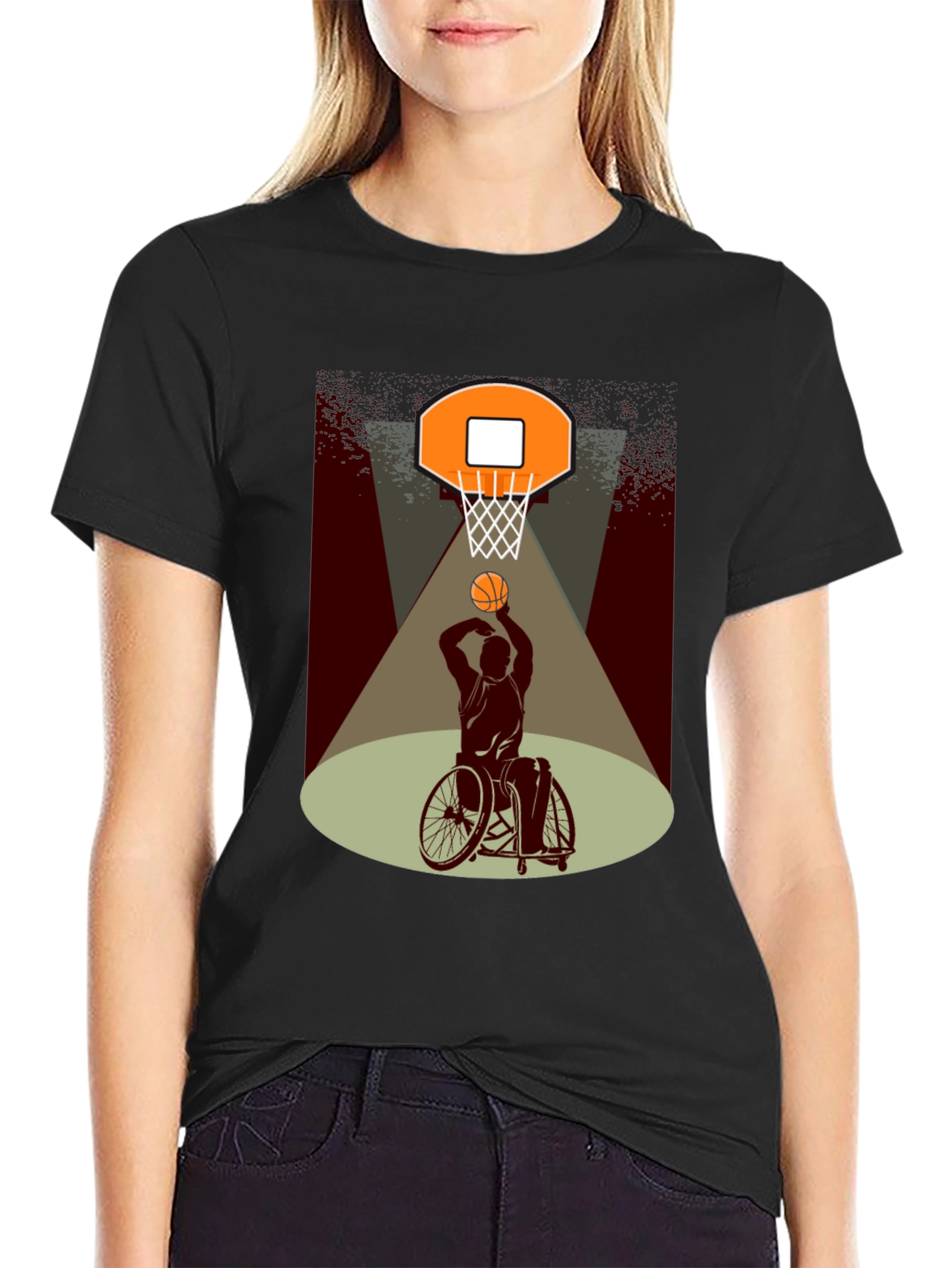 Black Wheelchair Basketball Graphic T-Shirt view 2