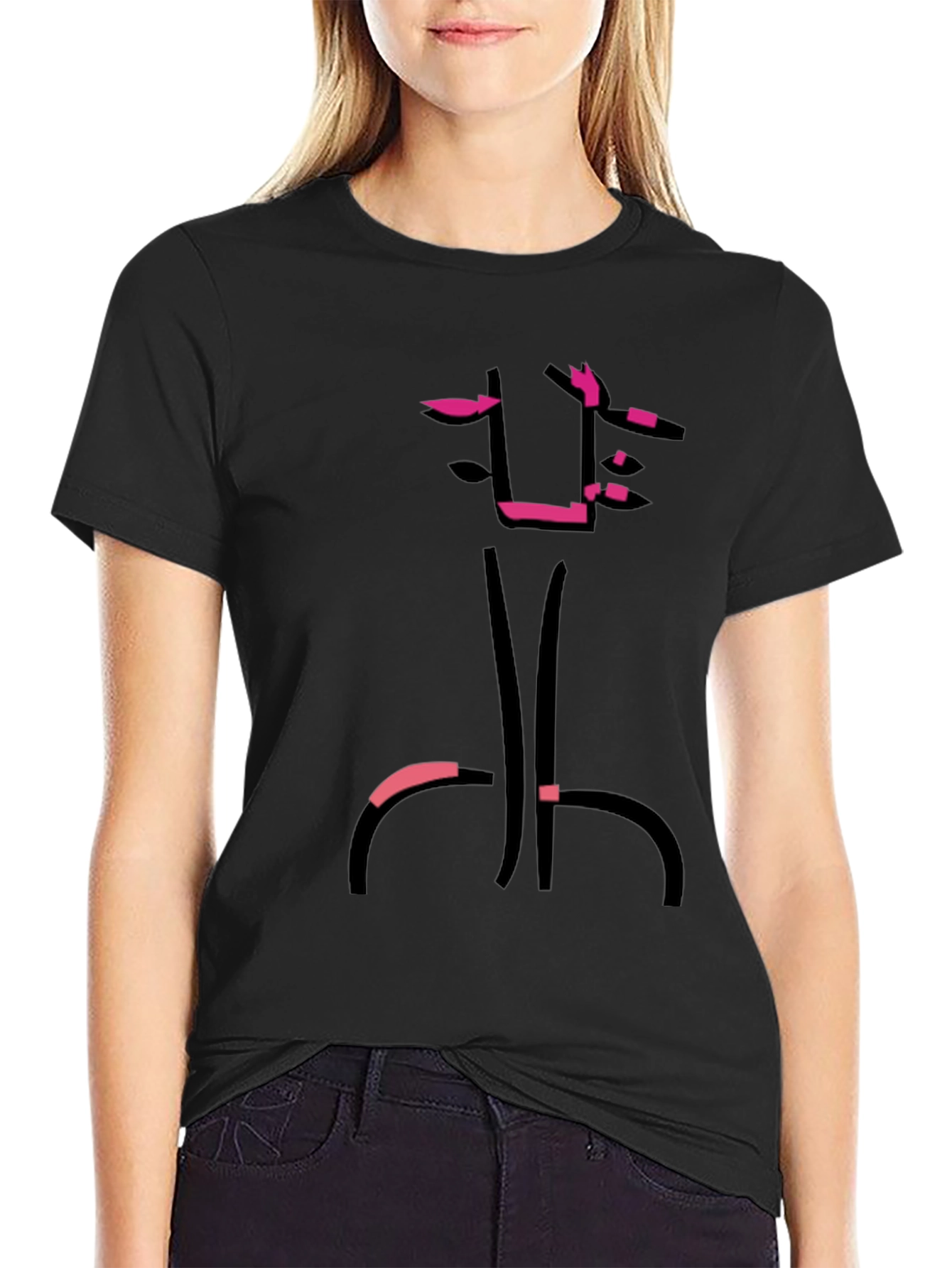 Black Abstract Graphic Print Black T-Shirt view 2