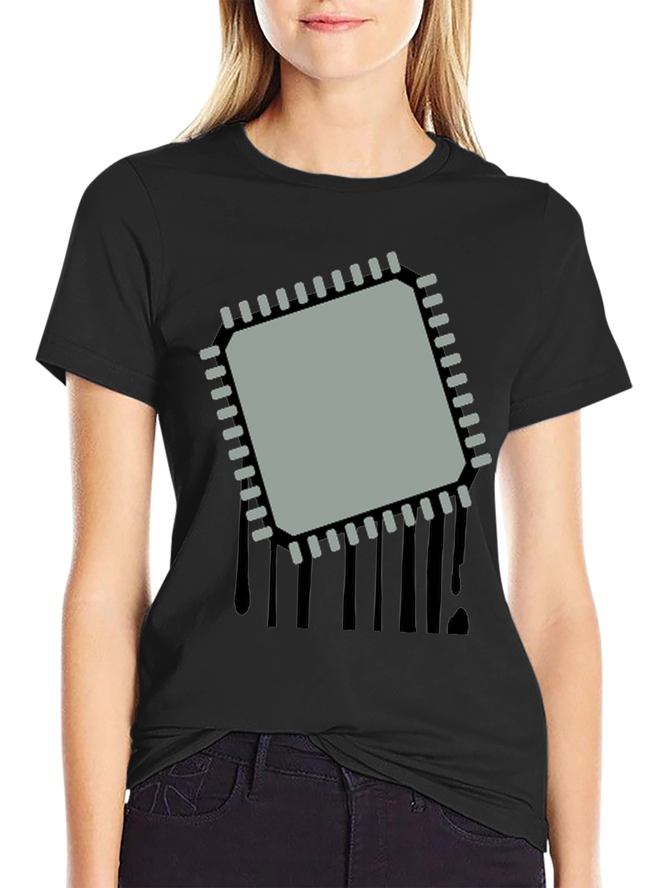 Black Tech Chip Graphic T-Shirt - Modern Geek Style view 2