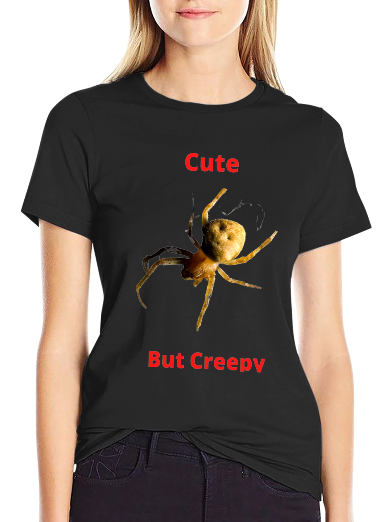 Black Cute But Creepy Spider Graphic T-Shirt view 2