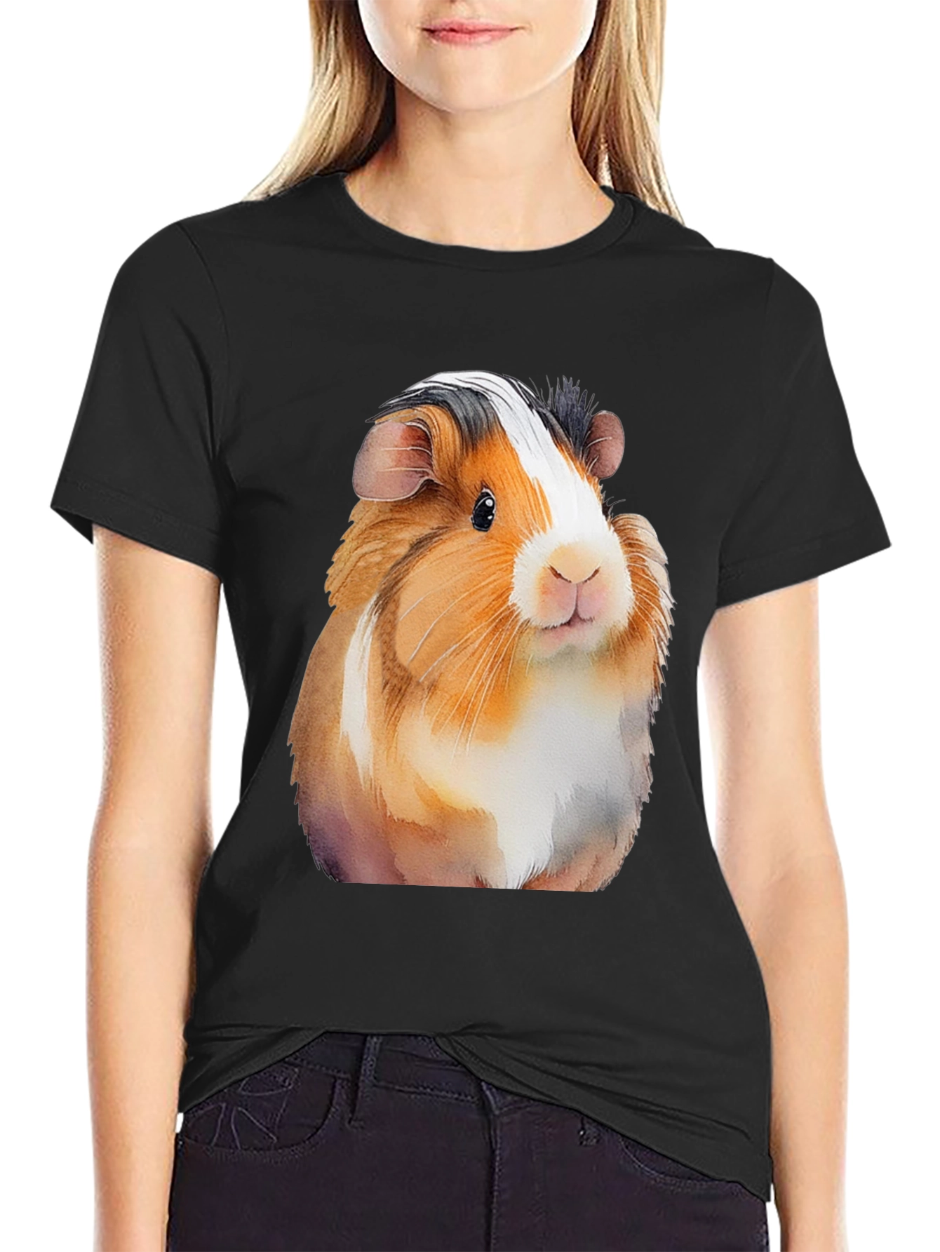 Black Guinea Pig Graphic T-Shirt - Men's Black Tee view 2