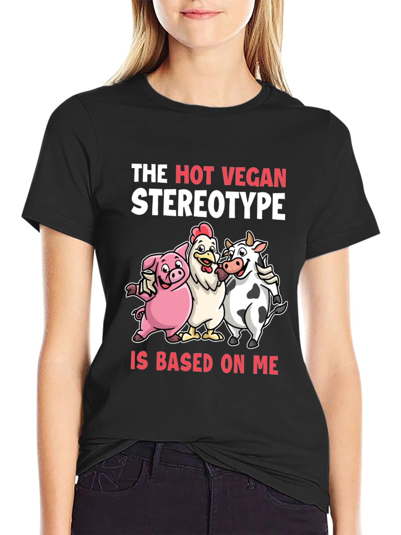 Black The Hot Vegan Stereotype Graphic T-Shirt view 2