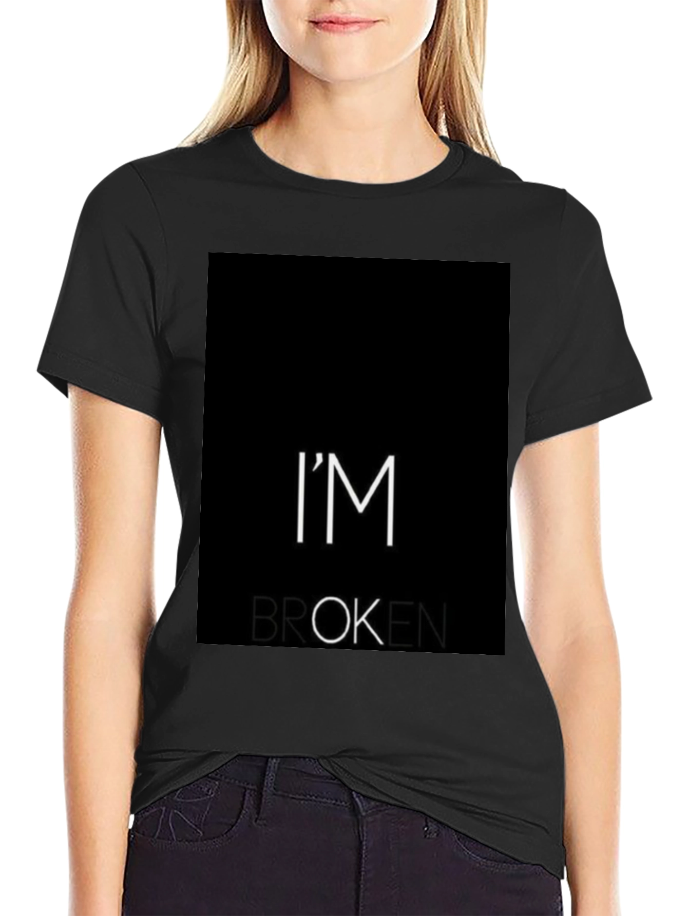 Black I'm Broken T-Shirt - Black Graphic Tee view 2