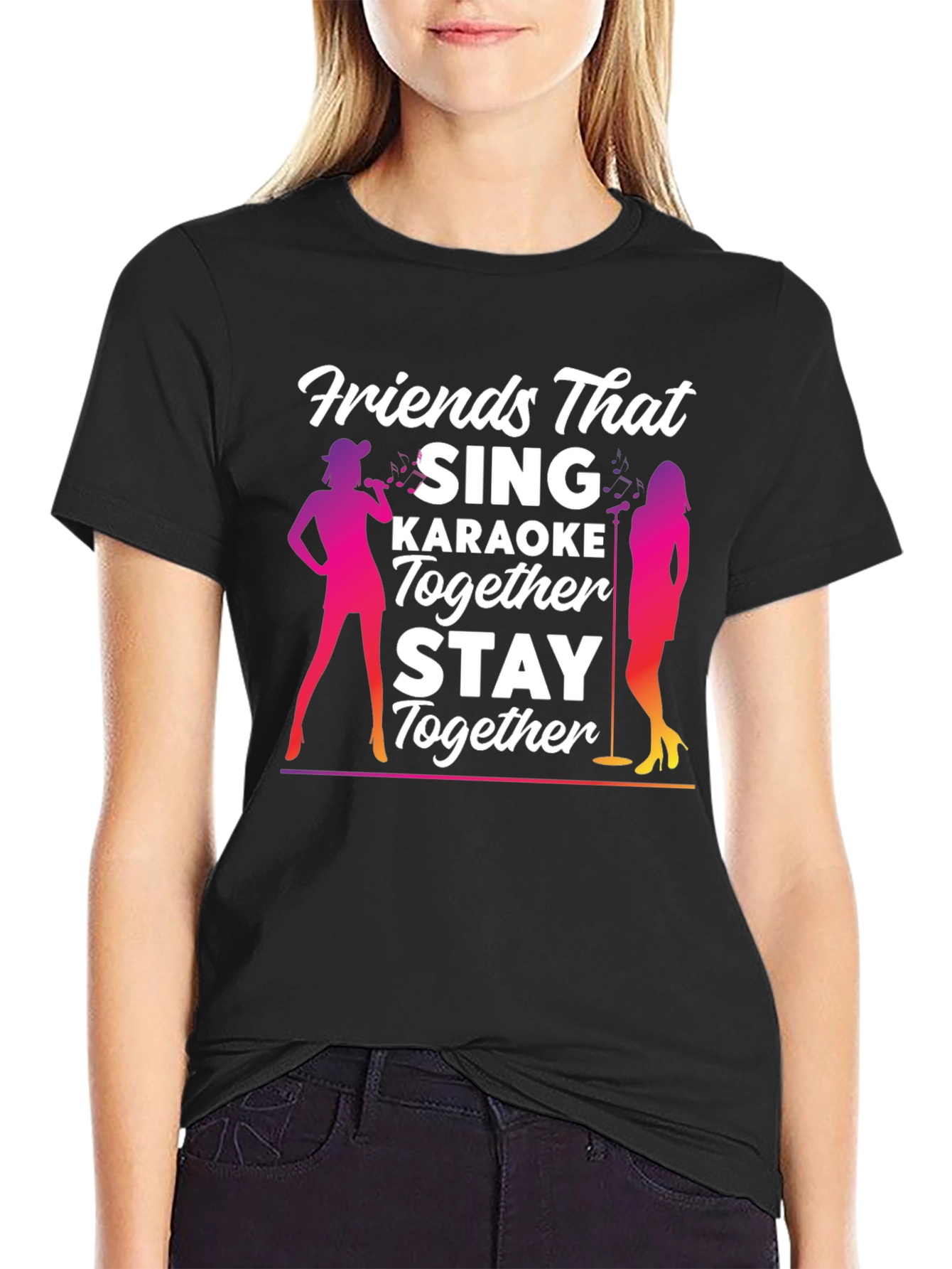 Black Friends Karaoke T-Shirt - Sing Together, Stay Together! view 2