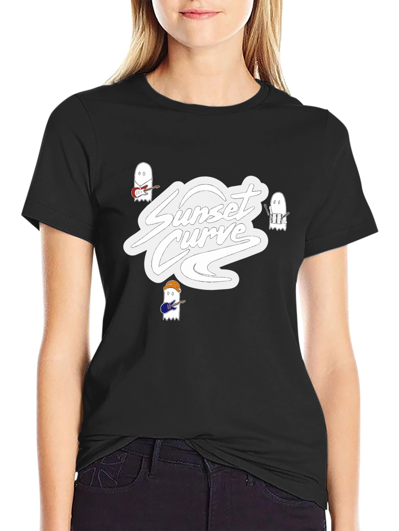 Sunset Curve Band T-Shirt - Ghostly Musical Style - 2