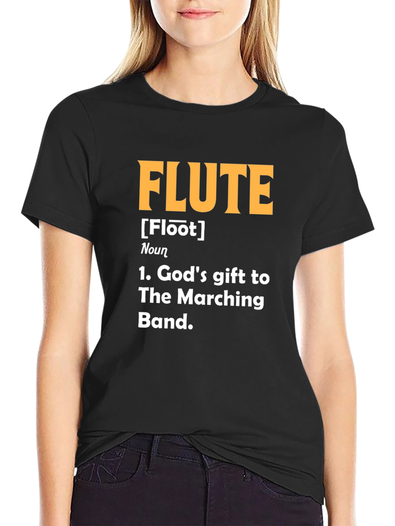 Black Flute Definition T-Shirt - Marching Band Musician Tee view 2