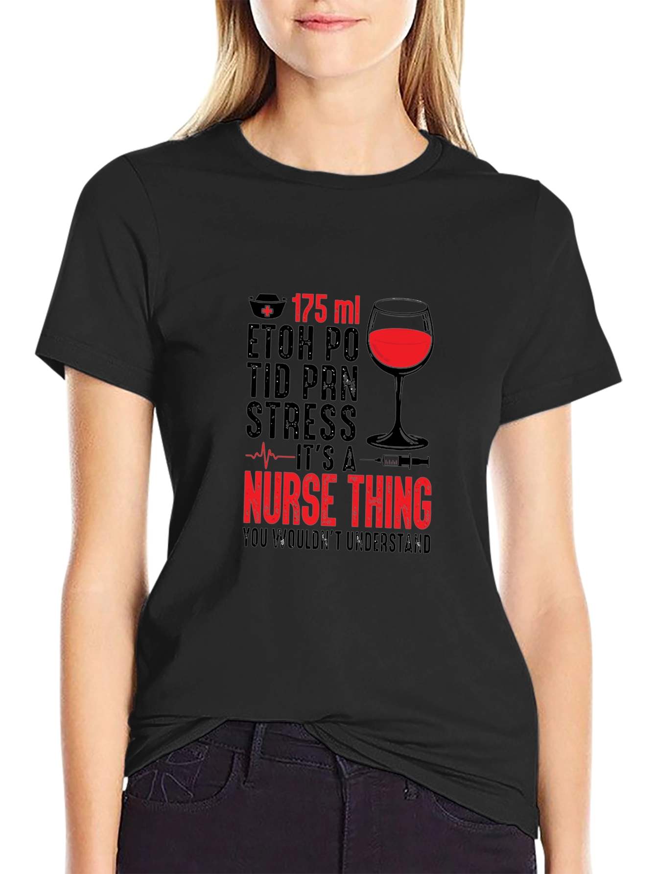 Black Nurse Wine T-Shirt - "It's a Nurse Thing" view 2