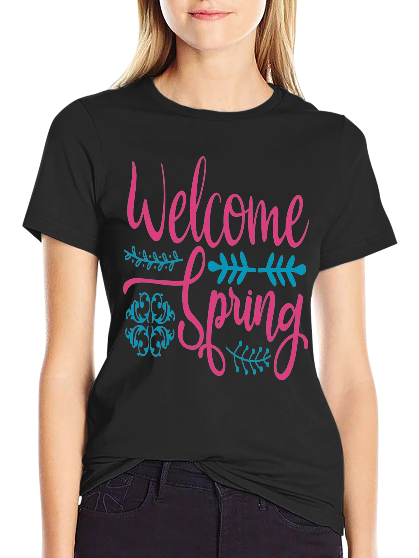 Black Welcome Spring Graphic Tee view 2