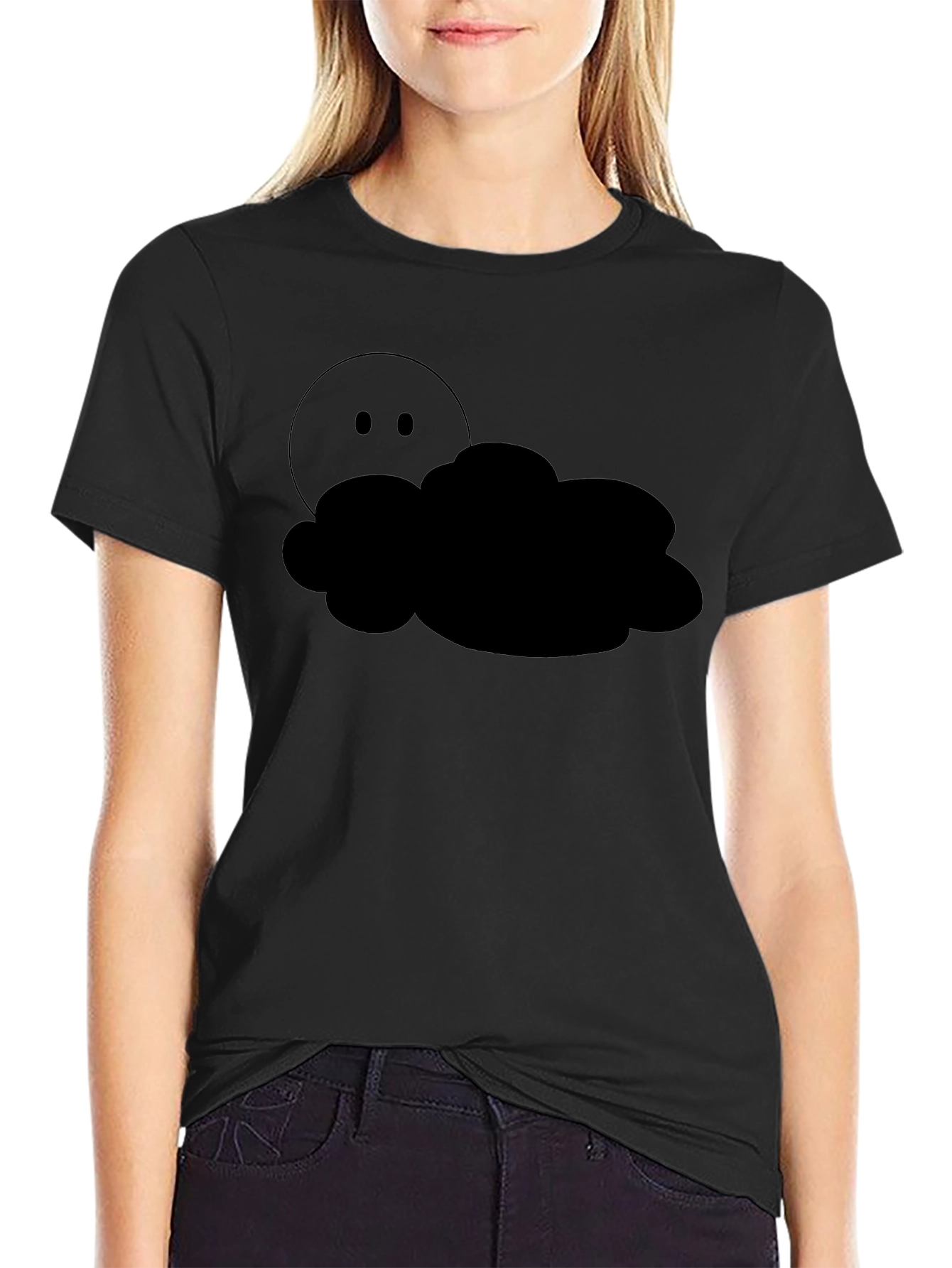 Black Cloudy Hideaway Graphic Tee - Black Cotton Comfort view 2