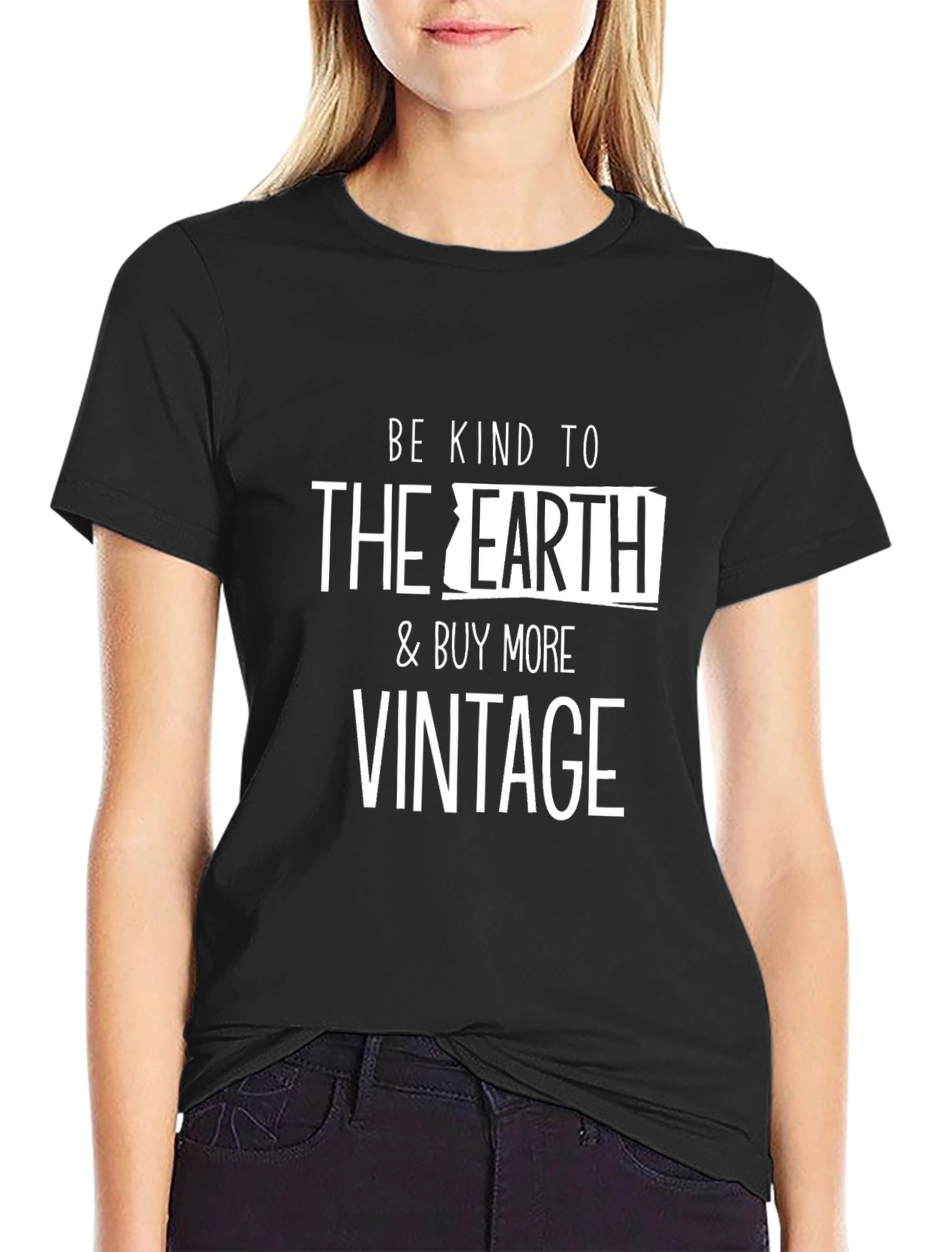 Black Be Kind to The Earth, Buy Vintage Graphic T-Shirt view 2