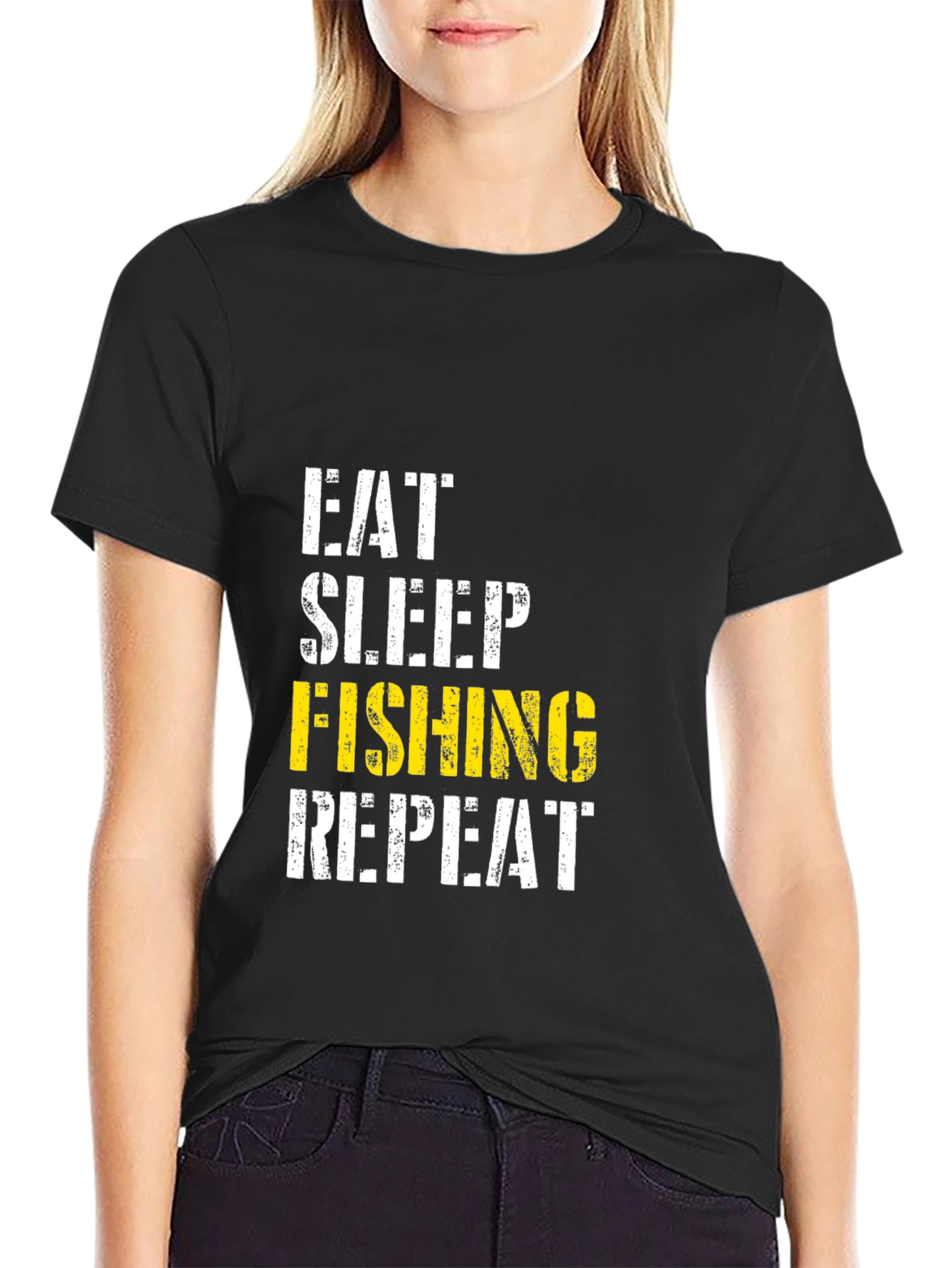 Black Eat Sleep Fishing Repeat - Men's Graphic Tee view 2
