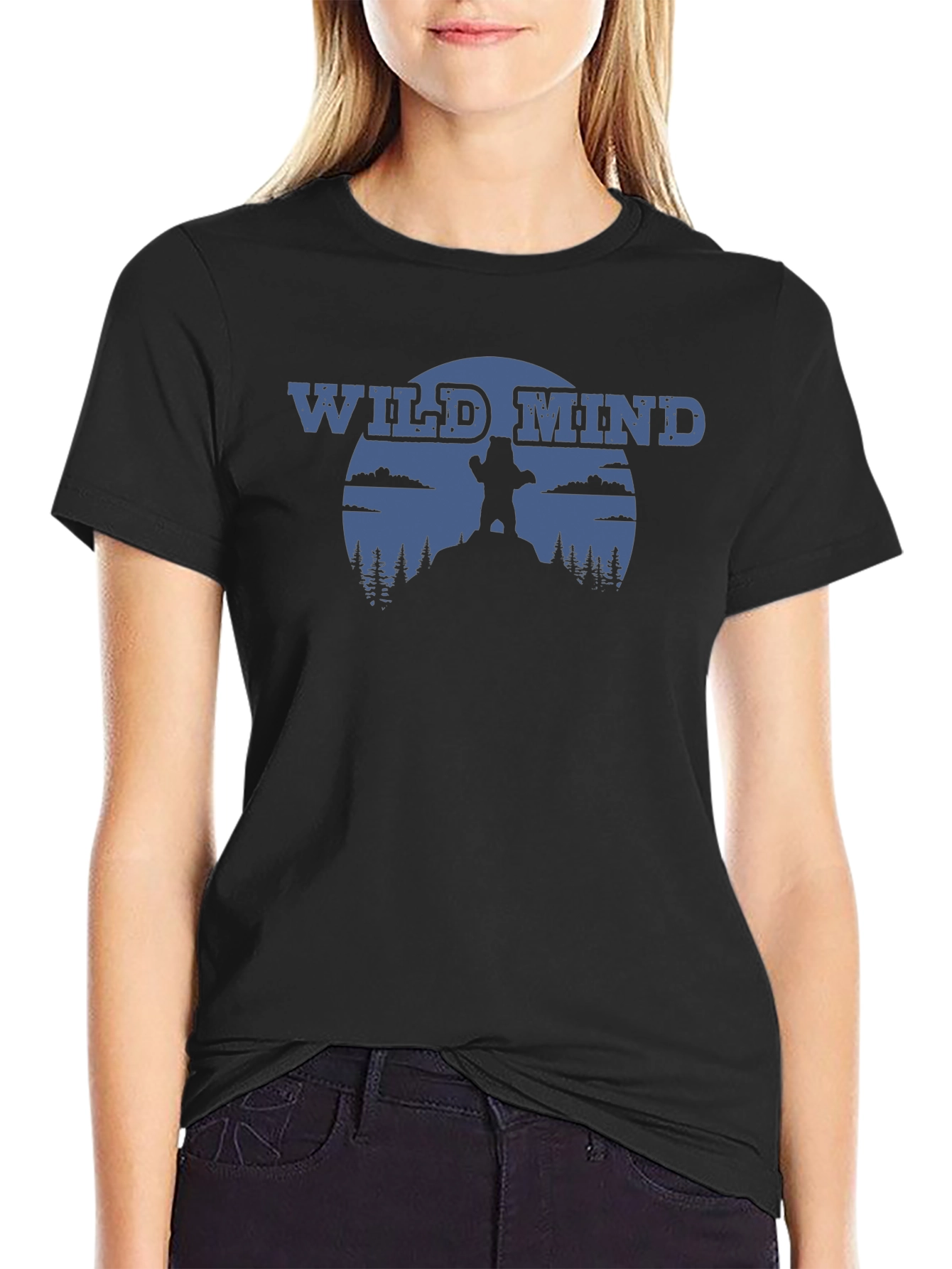 Black Wild Mind Bear Graphic Tee - Nature Inspired Apparel view 2
