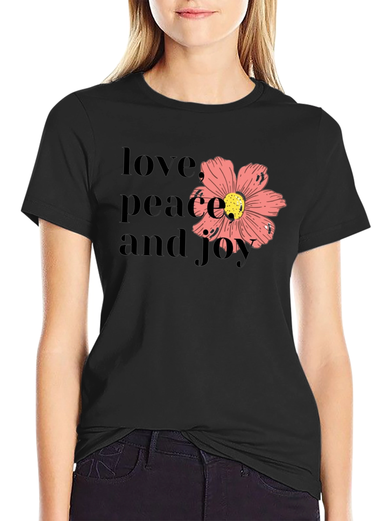Black Love Peace Joy Black Graphic Tee view 2
