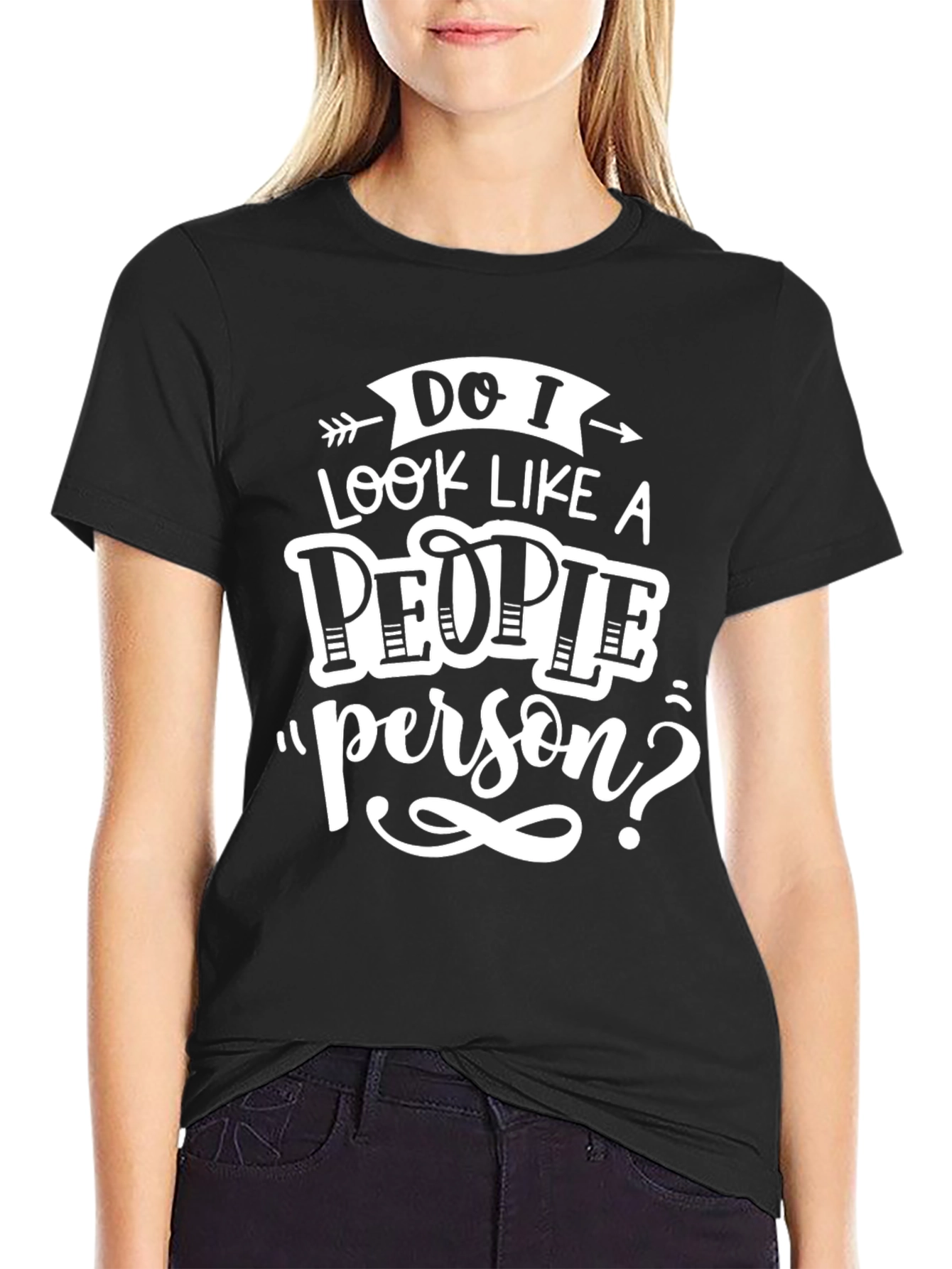 Black Funny Graphic T-Shirt - Do I Look Like a People Person? view 2