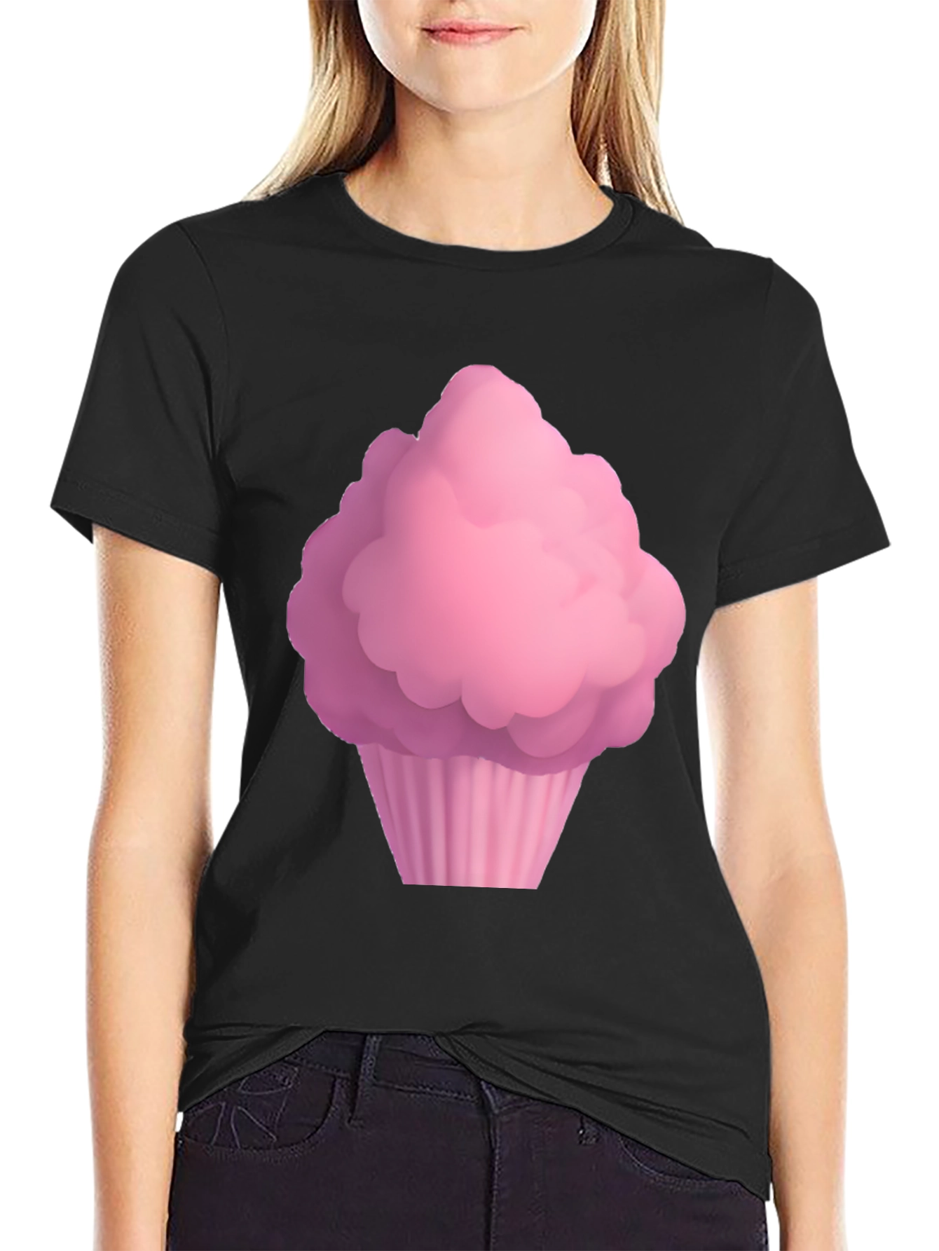 Black Cupcake Graphic Black T-Shirt view 2