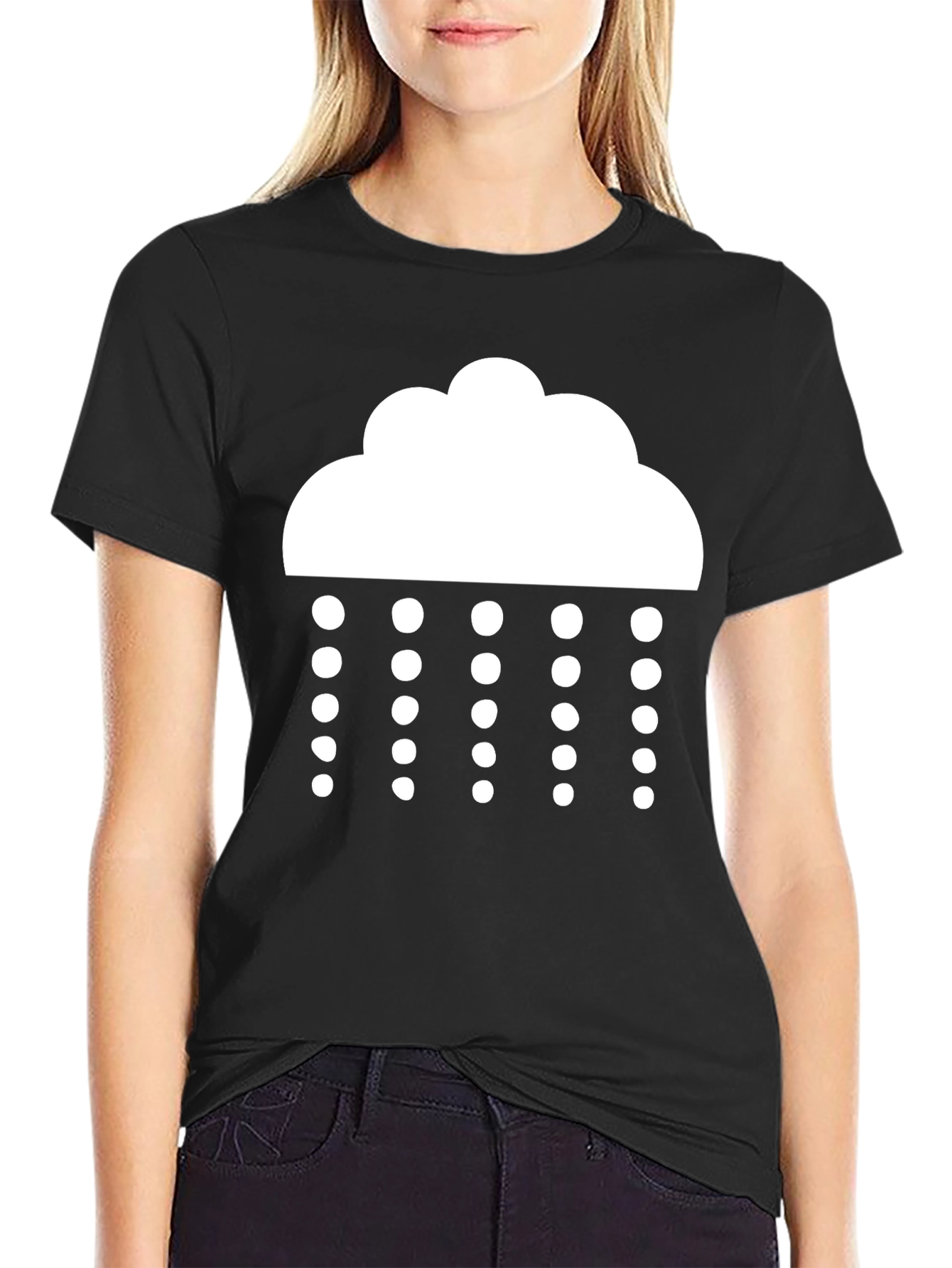 Black Rainy Day Black T-Shirt - Weather Icon Tee view 2