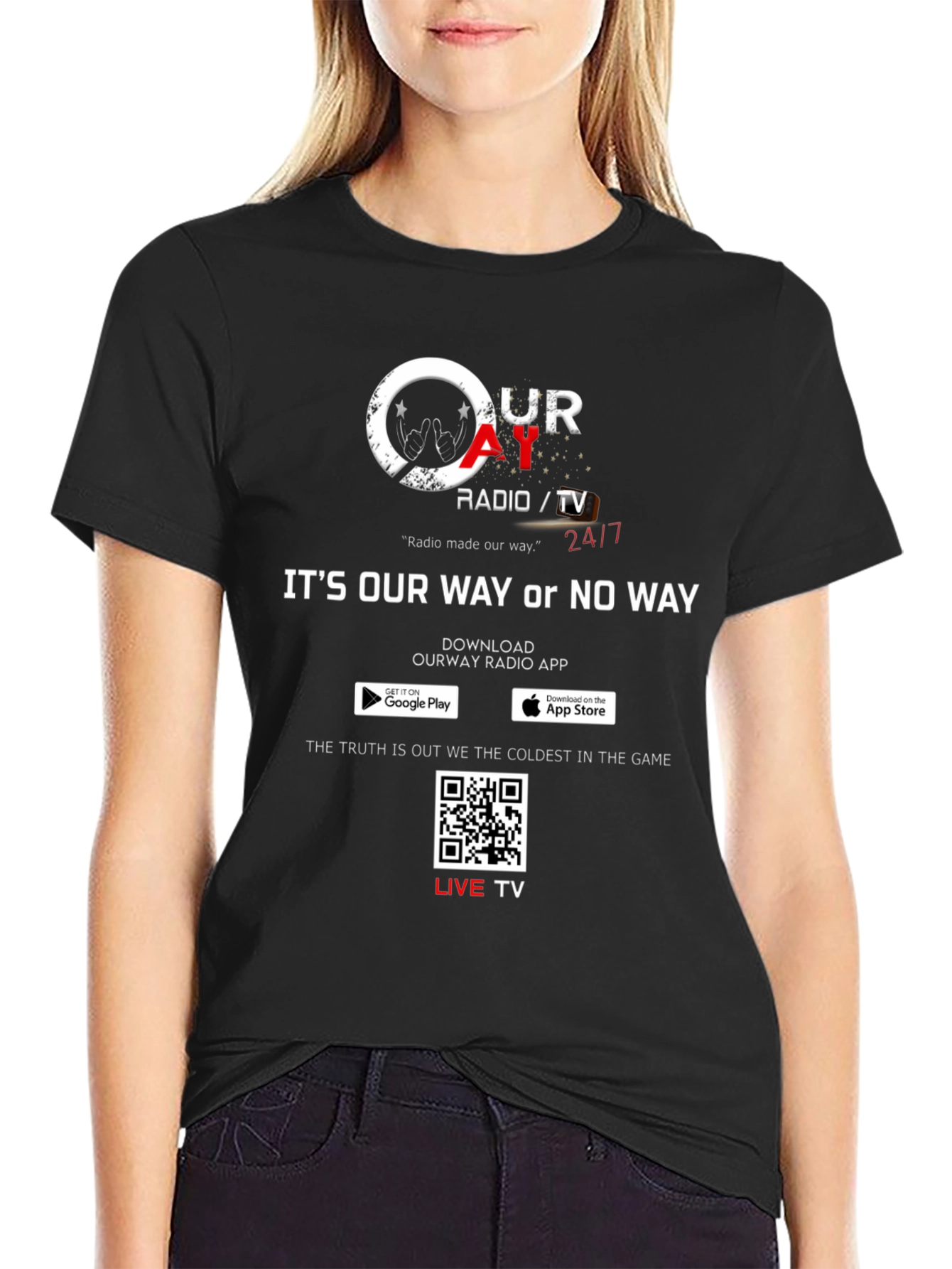 Black Our Way Radio/TV Black Graphic T-Shirt view 2