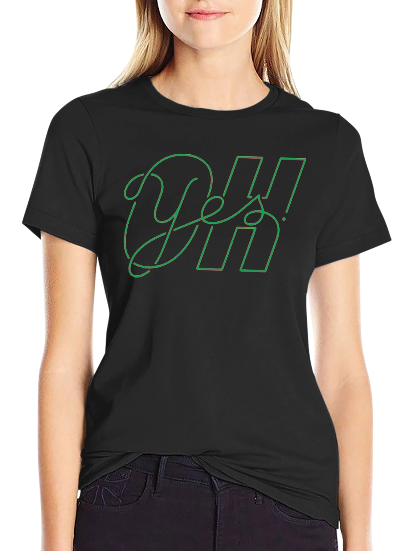 Black Oh Yes Graphic T-Shirt - Stylish & Comfy view 2