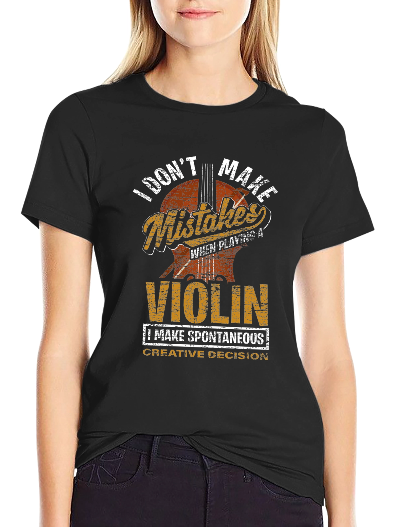 Black Violin Player T-Shirt: I Don't Make Mistakes view 2