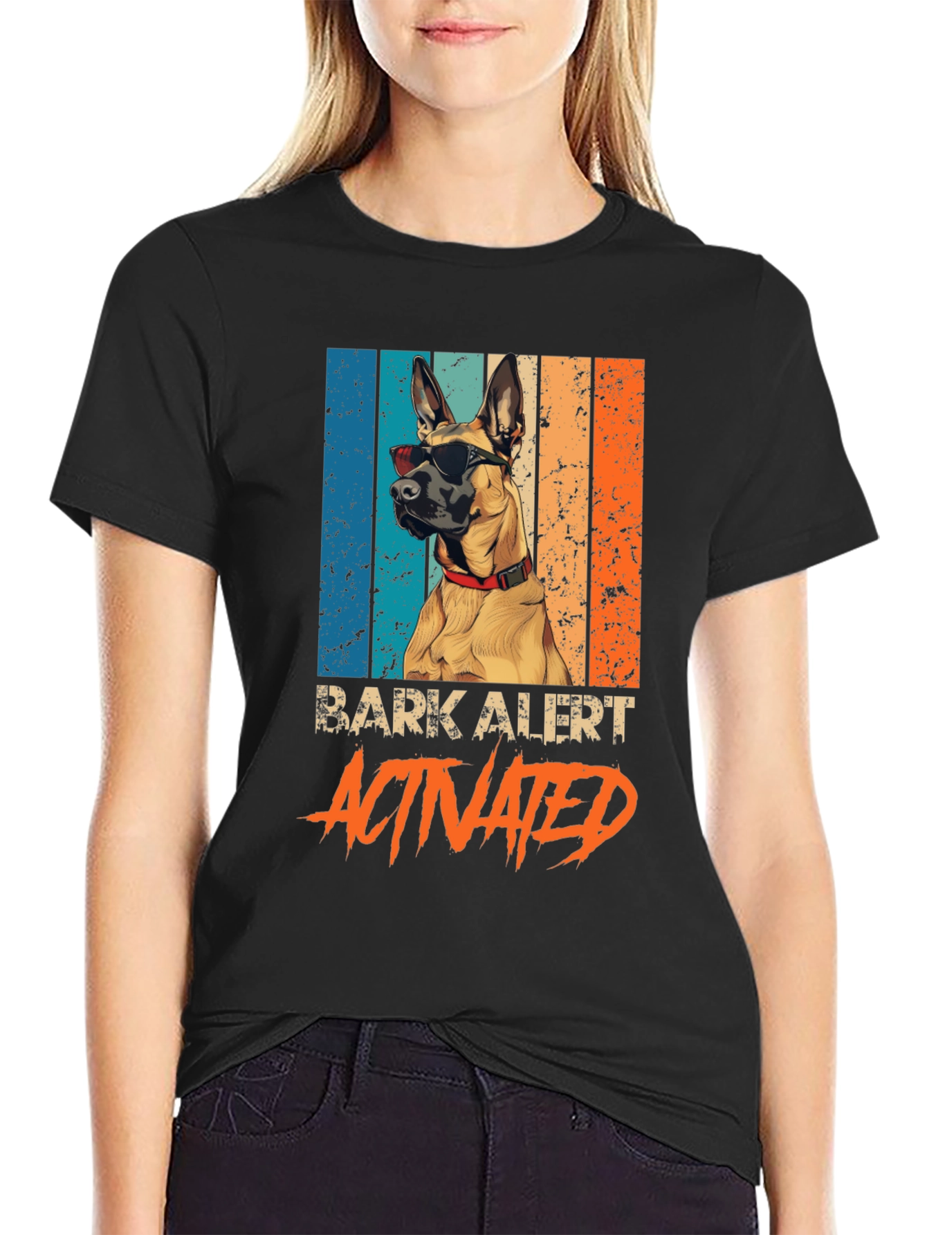 Black Cool Dog T-Shirt - Bark Alert Activated! view 2