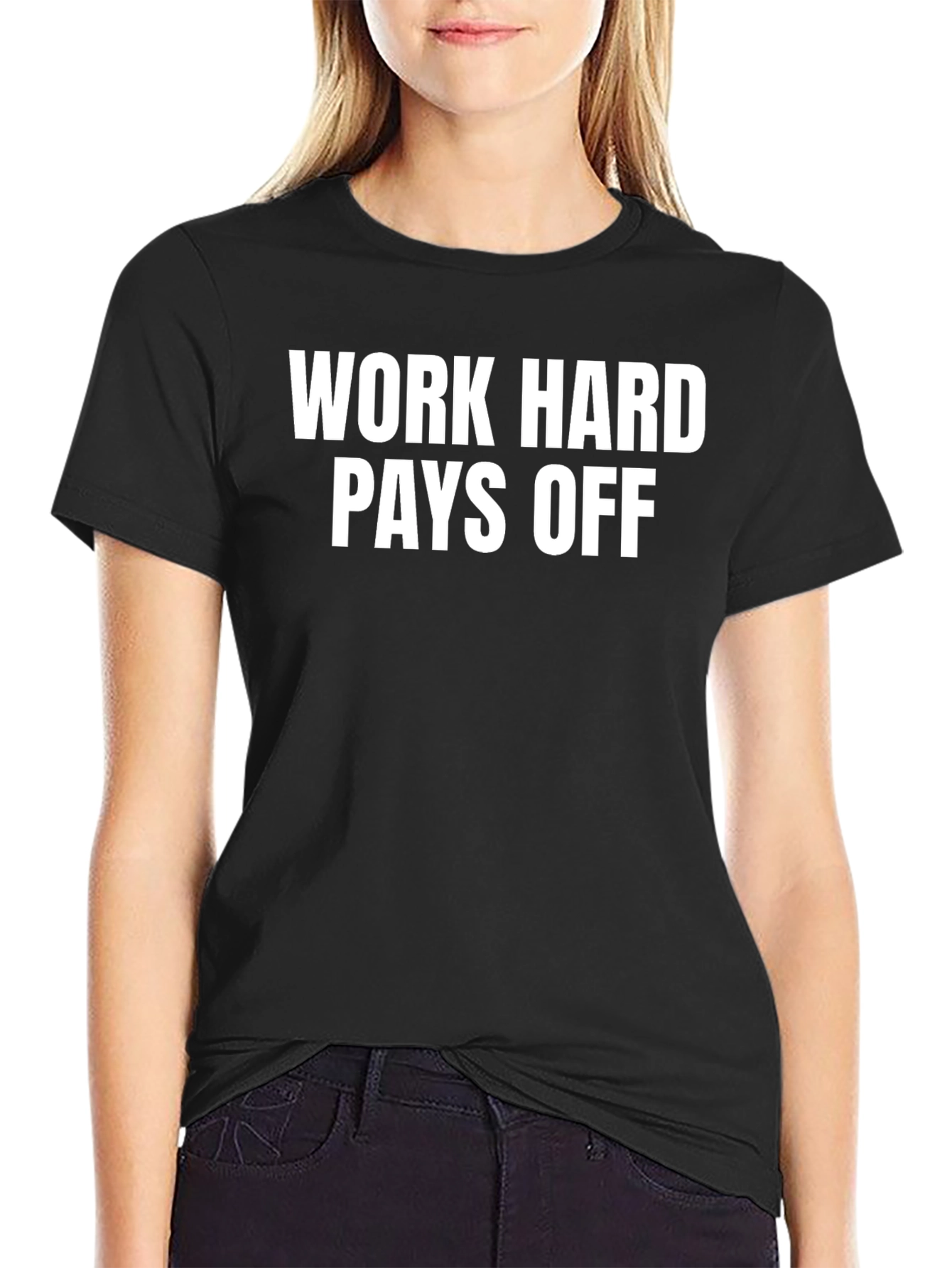 Black Work Hard Pays Off Black Graphic T-Shirt view 2