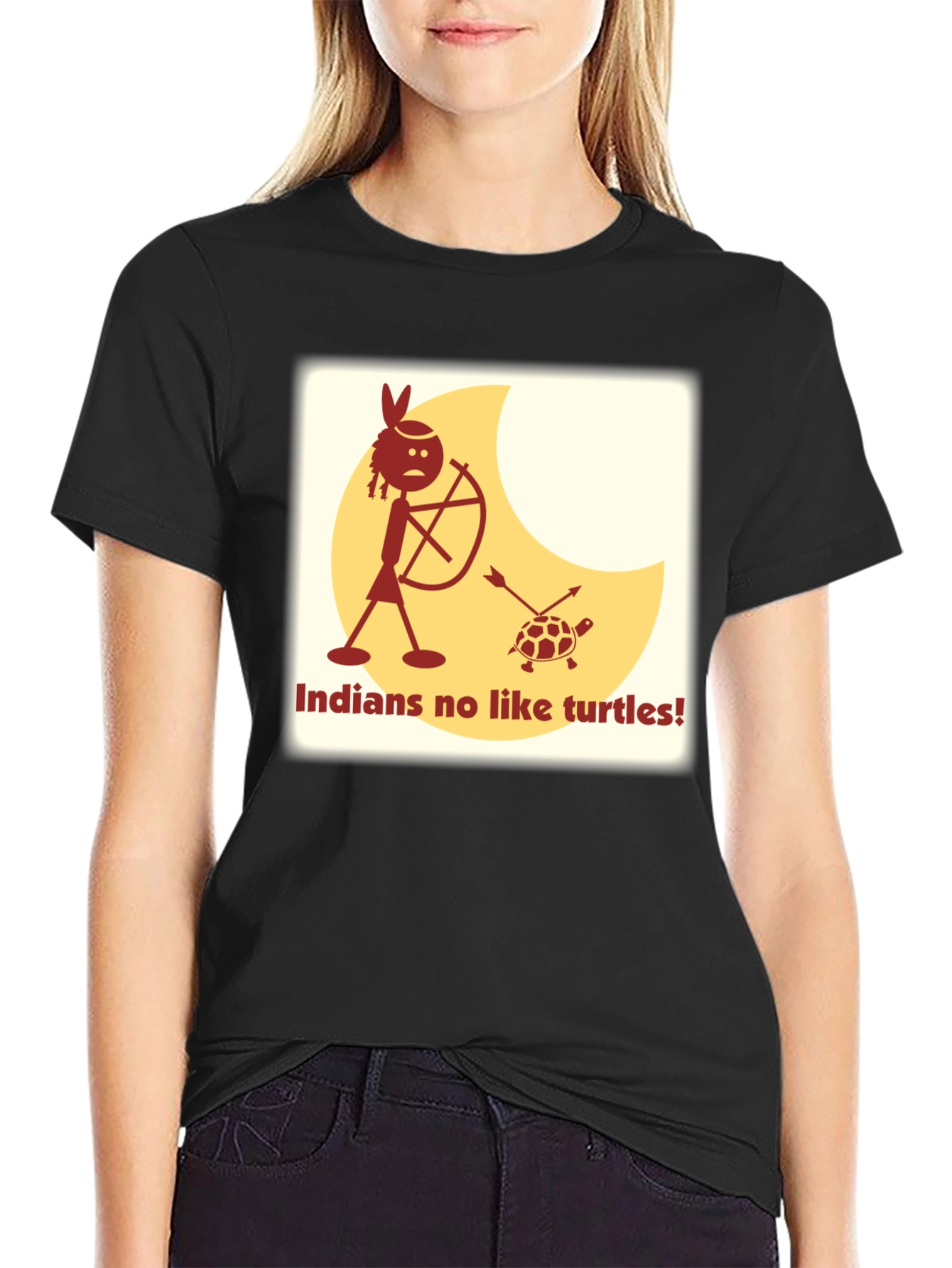 Black Indians No Like Turtles Funny T-Shirt view 2