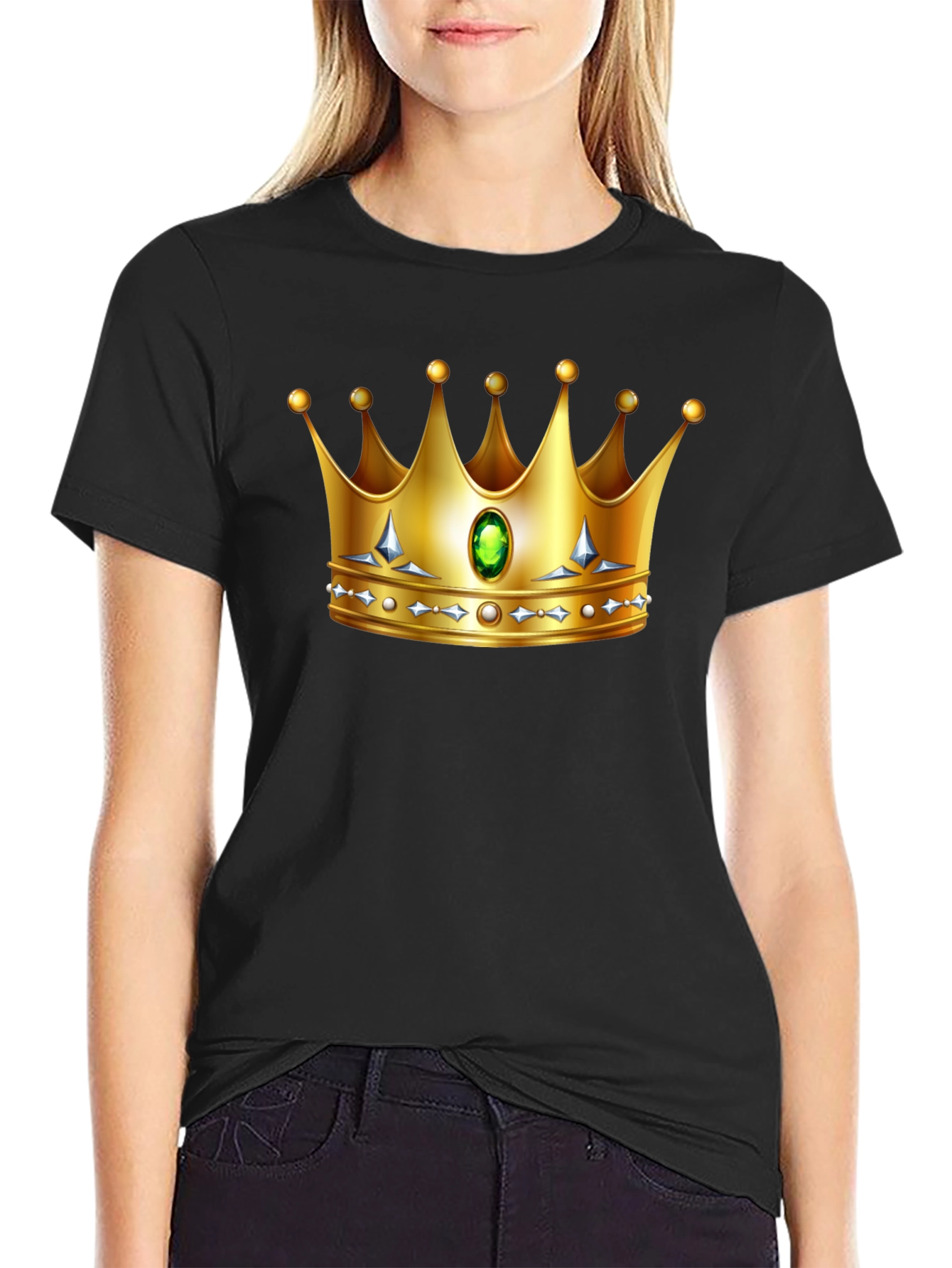Black Golden Crown Graphic Tee - King/Queen Style view 2