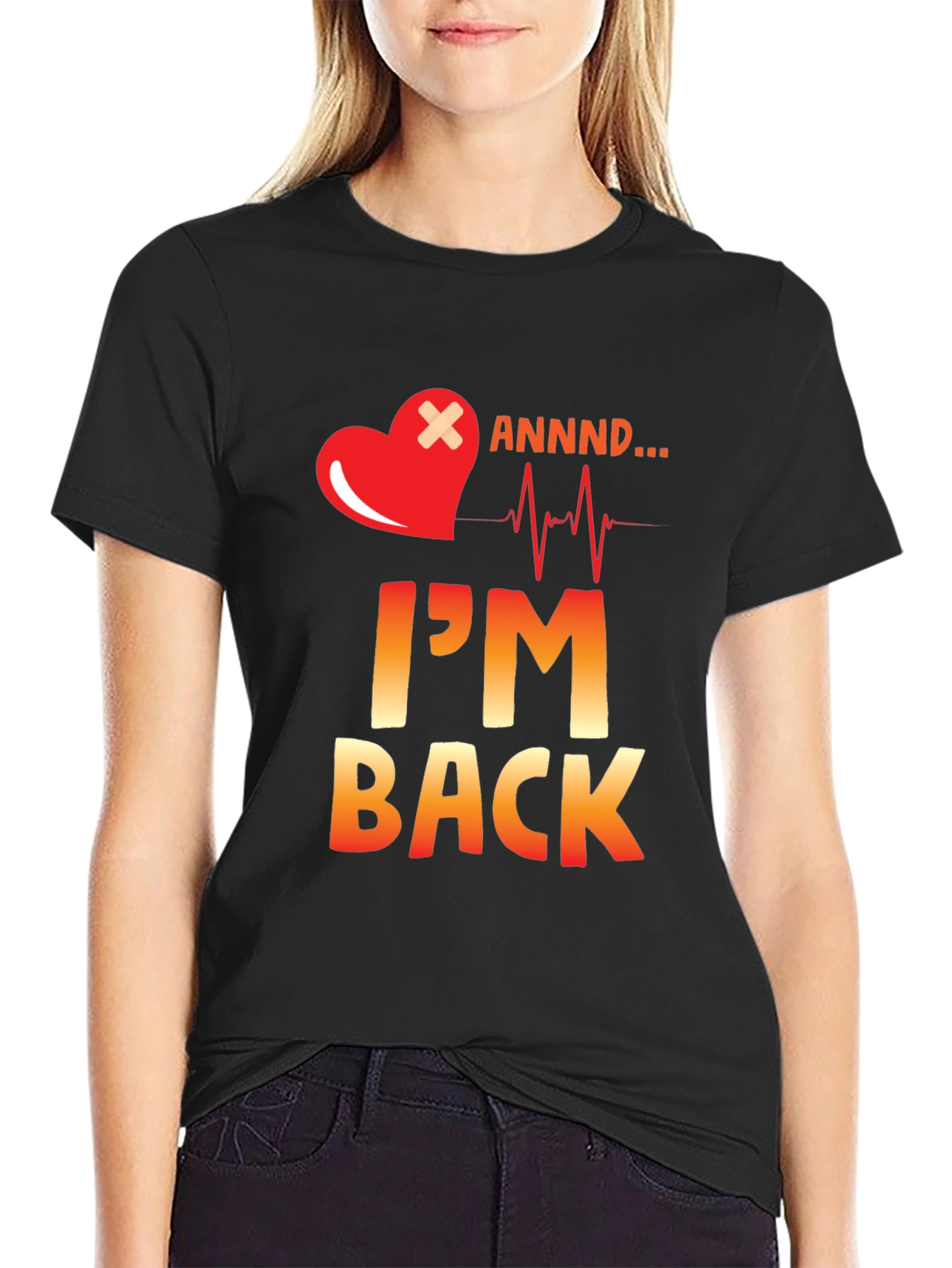 Black I'm Back Heartbeat Graphic Tee view 2