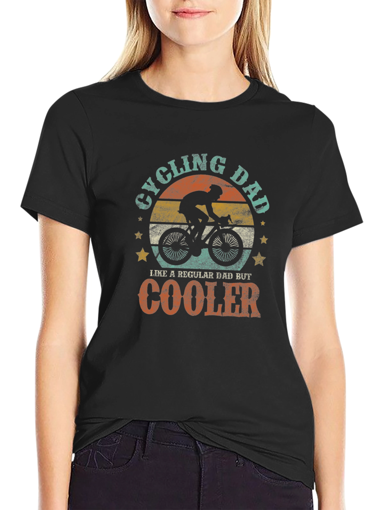 Black Cycling Dad T-Shirt - Retro Design, Cool Father's Day Gift view 2