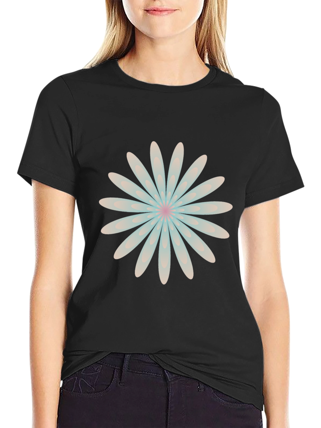 Black Daisy Graphic T-Shirt - Stylish Casual Wear view 2