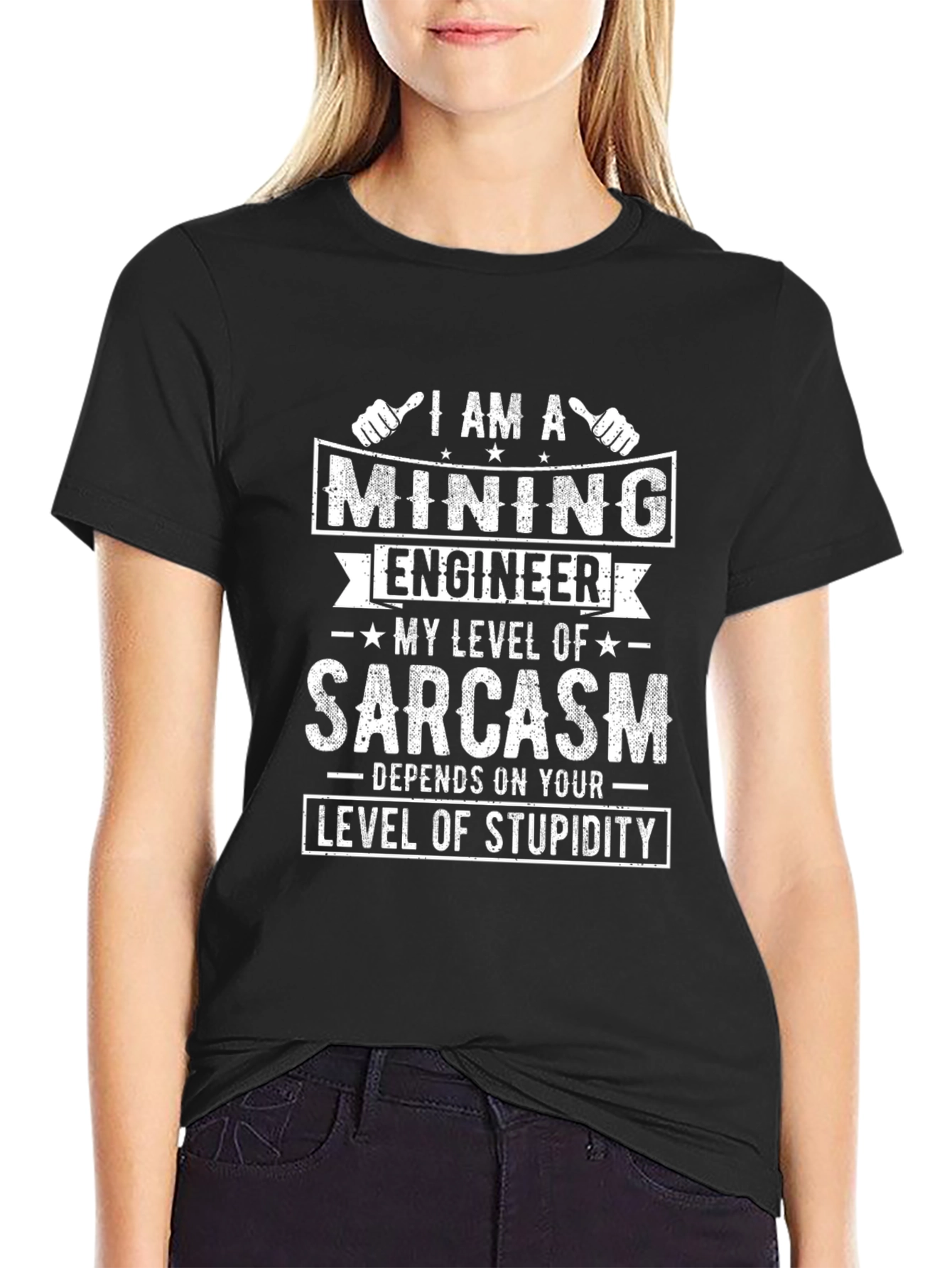 Black Mining Engineer Sarcasm Humor Graphic Tee view 2