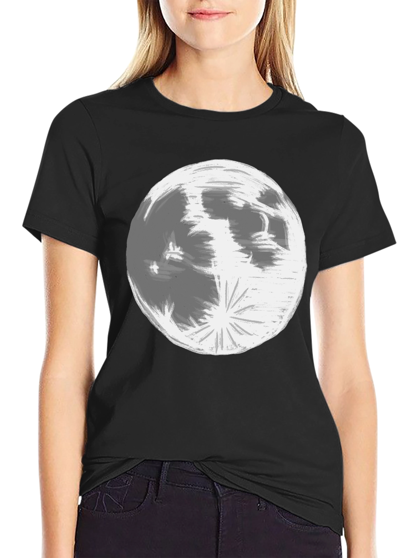 Black Lunar Graphic Tee - Classic Black Cotton view 2